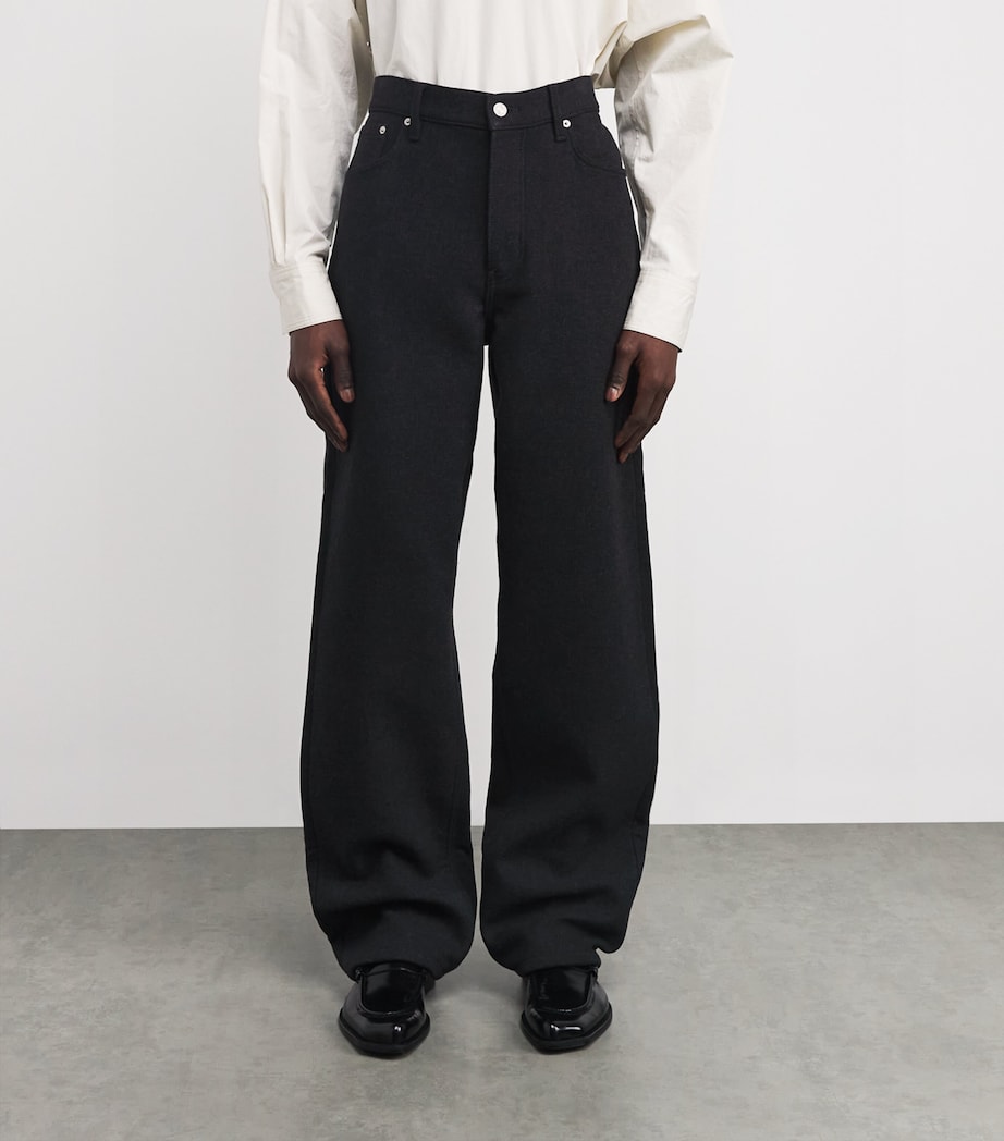Brushed Twill Straight Trousers DARK GREY Image 3