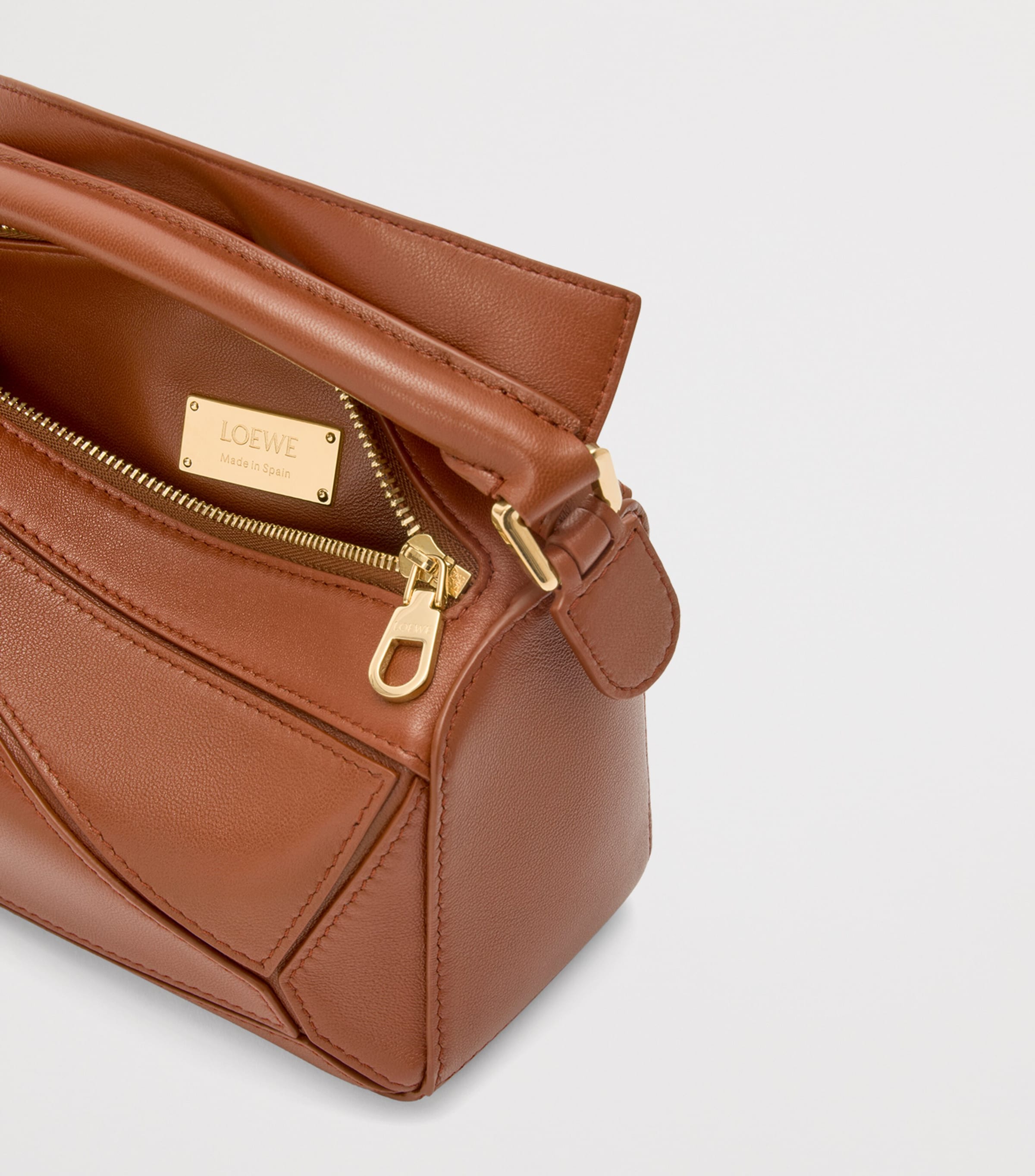 LOEWE Brown Mini Leather Puzzle Top-Handle Bag | Harrods US