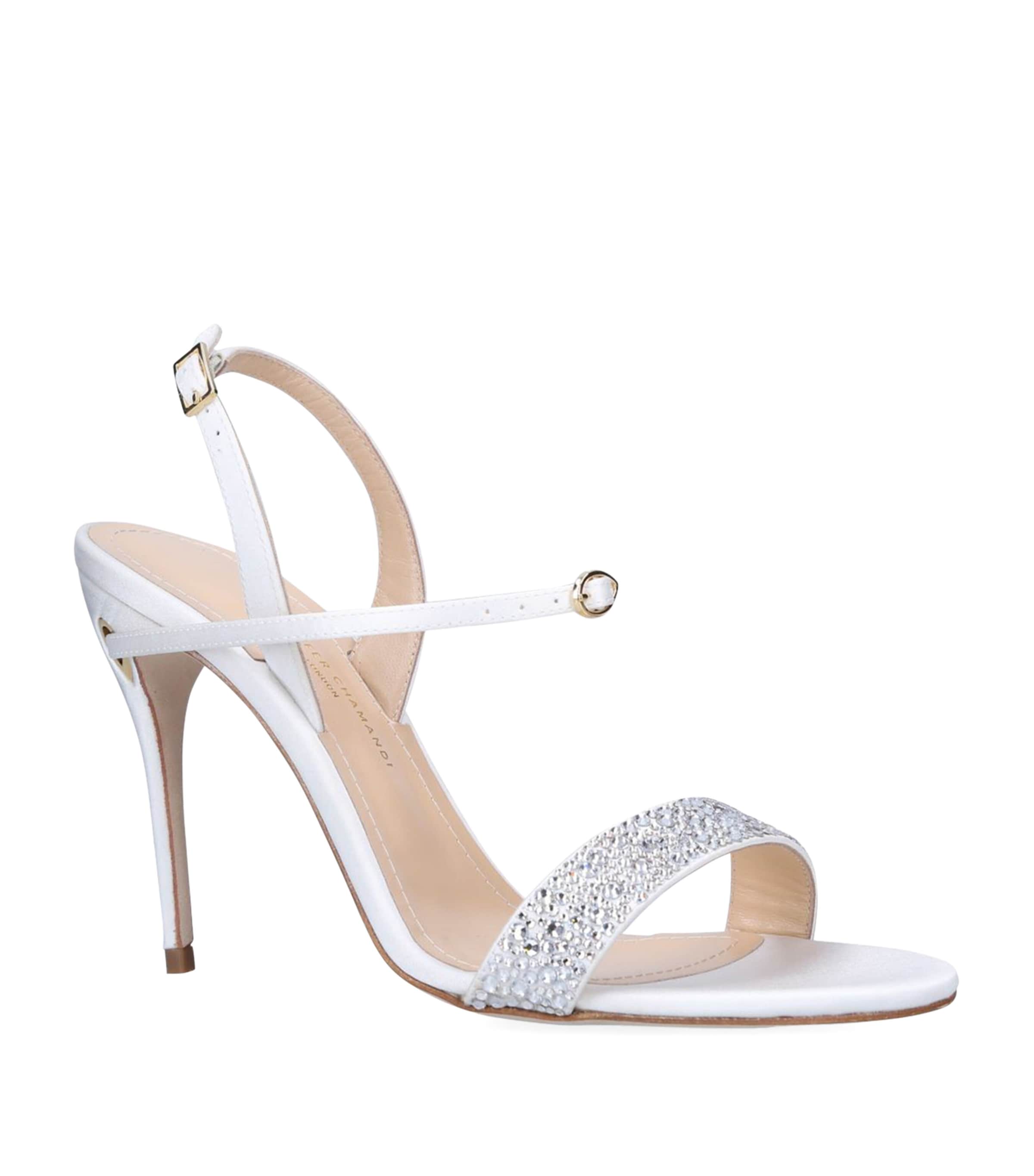 Jennifer Chamandi Embellished Satin Tomasso Sandals 105 White Image 3