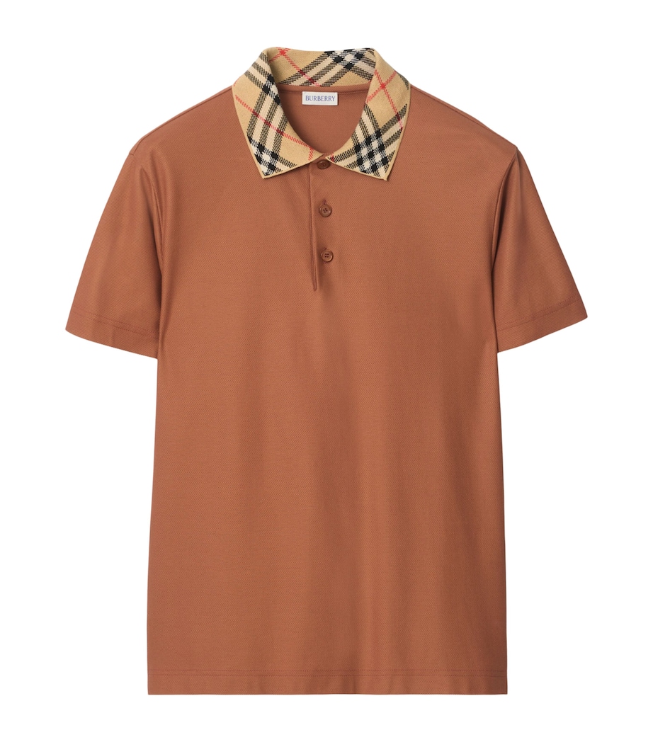 Cotton Piqué Slim Polo Shirt GINGER BROWN Image 1