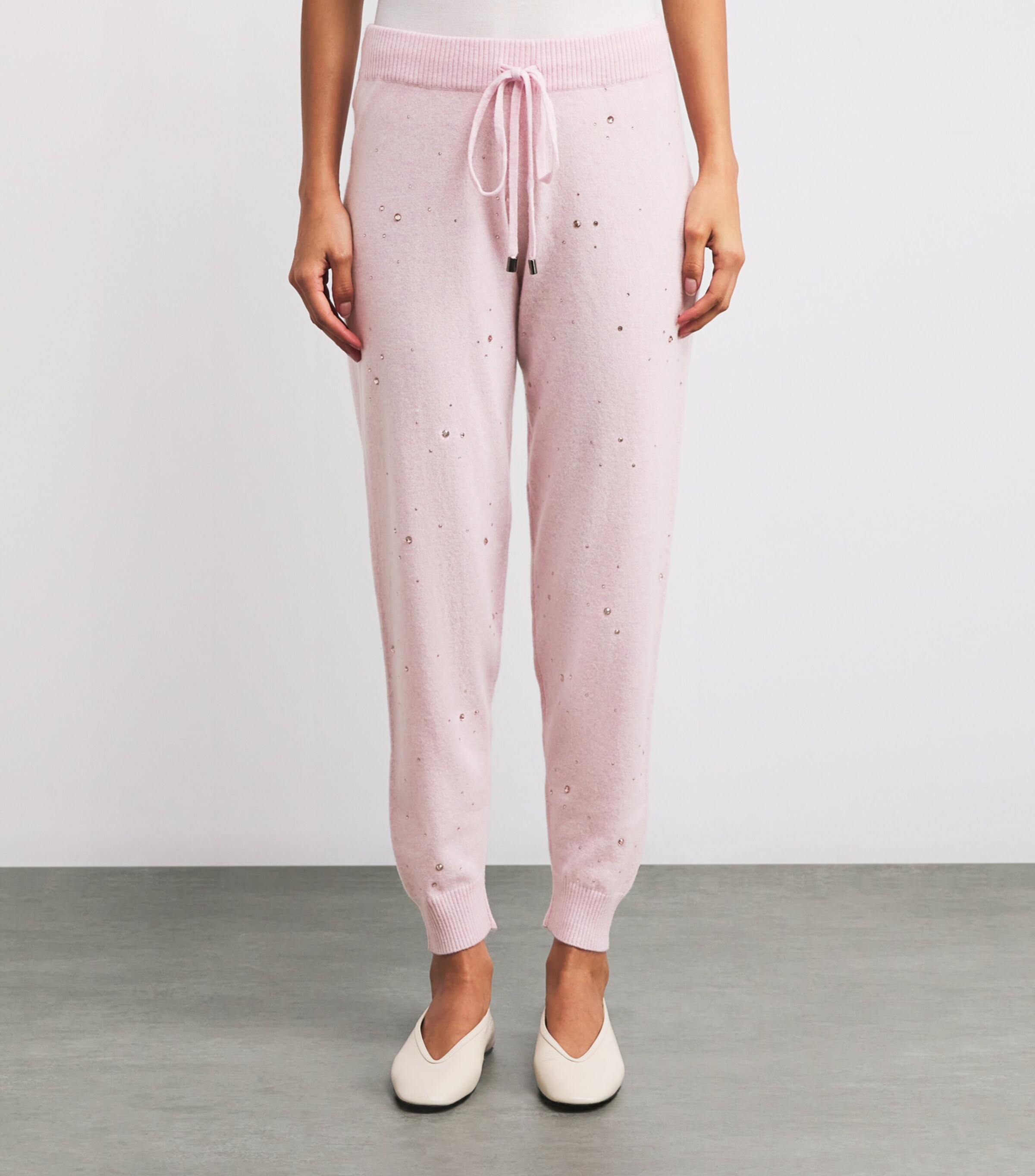 Cashmere Crystal-Embellished Sweatpants PINK SORBET/VIN Image 3