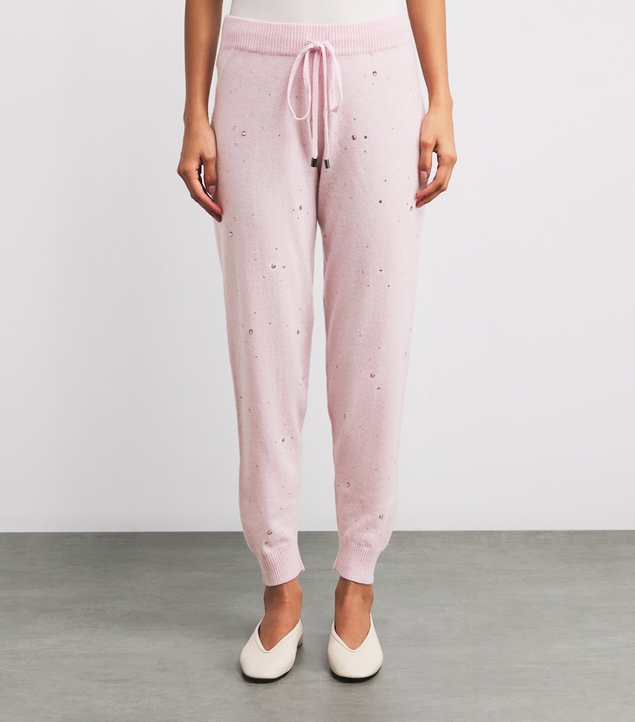 Cashmere Crystal-Embellished Sweatpants PINK SORBET/VIN Image 3