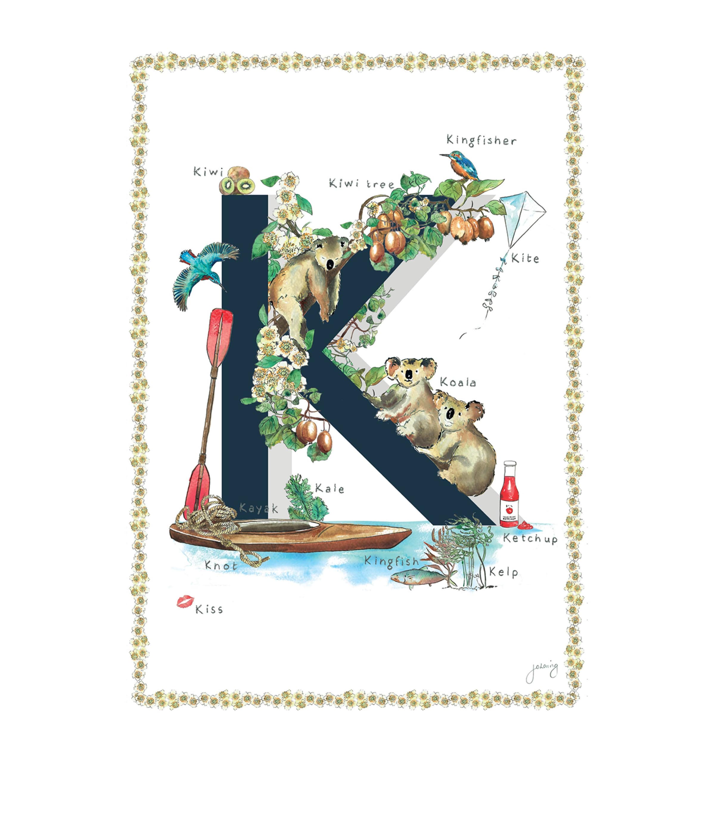 Jo Laing A4 Letter Print In Navy