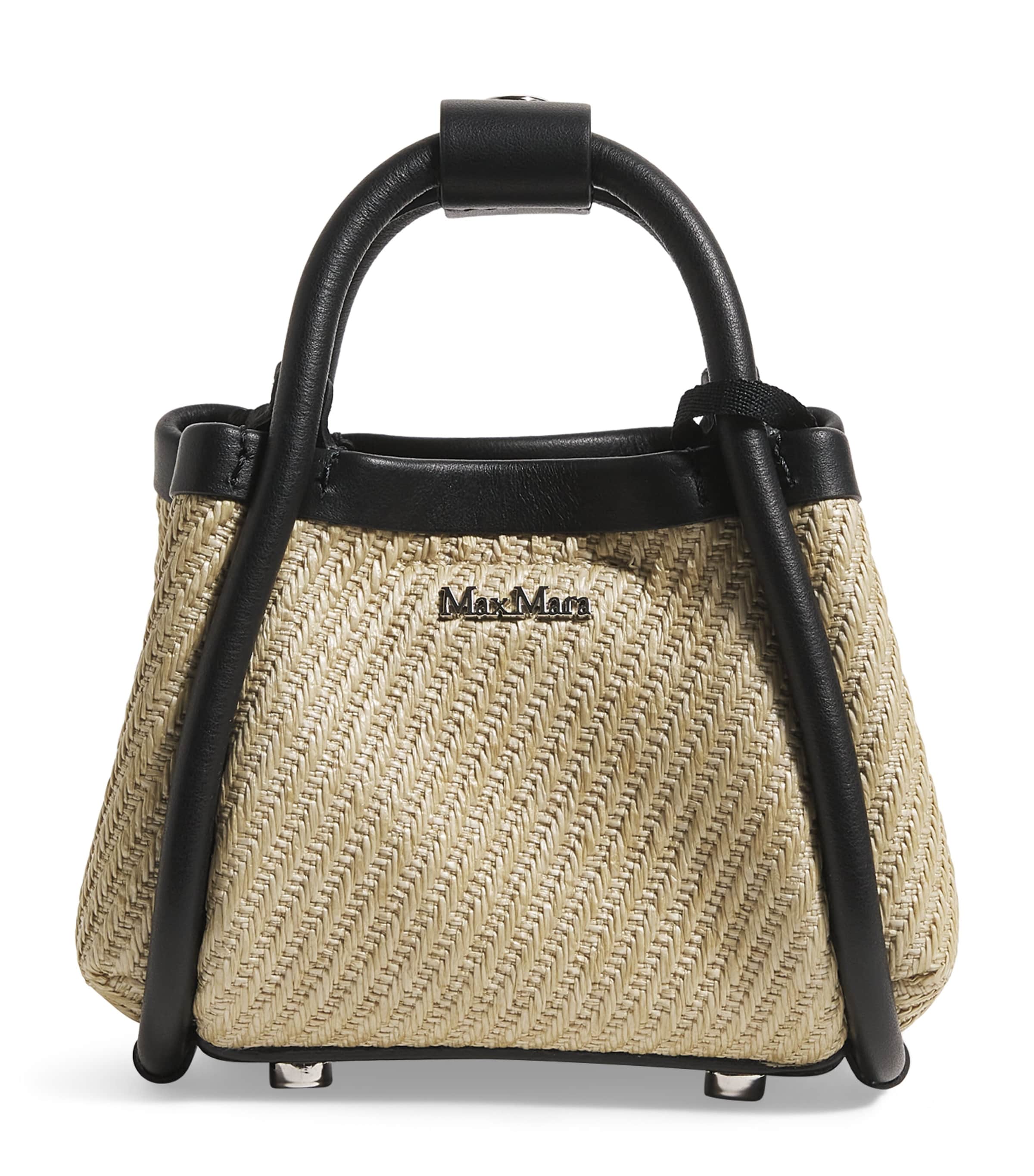 MAX MARA MINI WOVEN MARINE TOP-HANDLE BAG