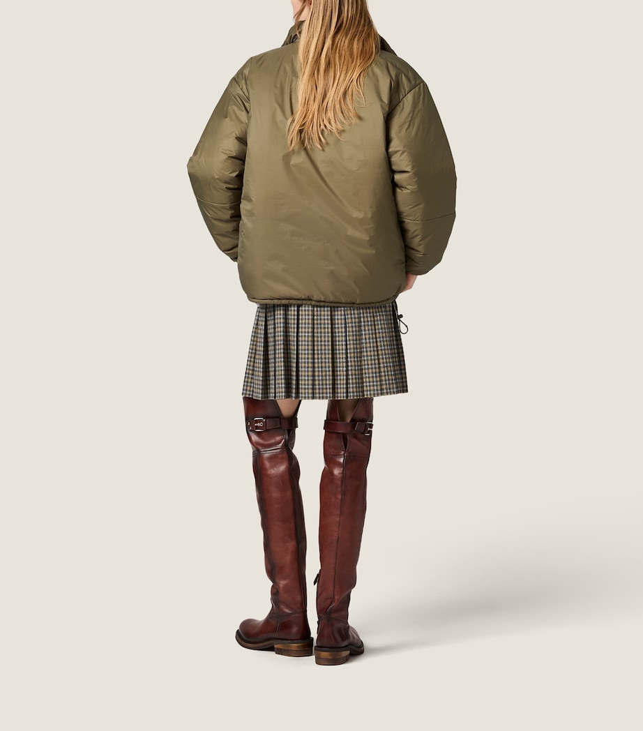 Miu Miu Womens Ripstop Funnel-Neck Puffer Jacket Green Image 3