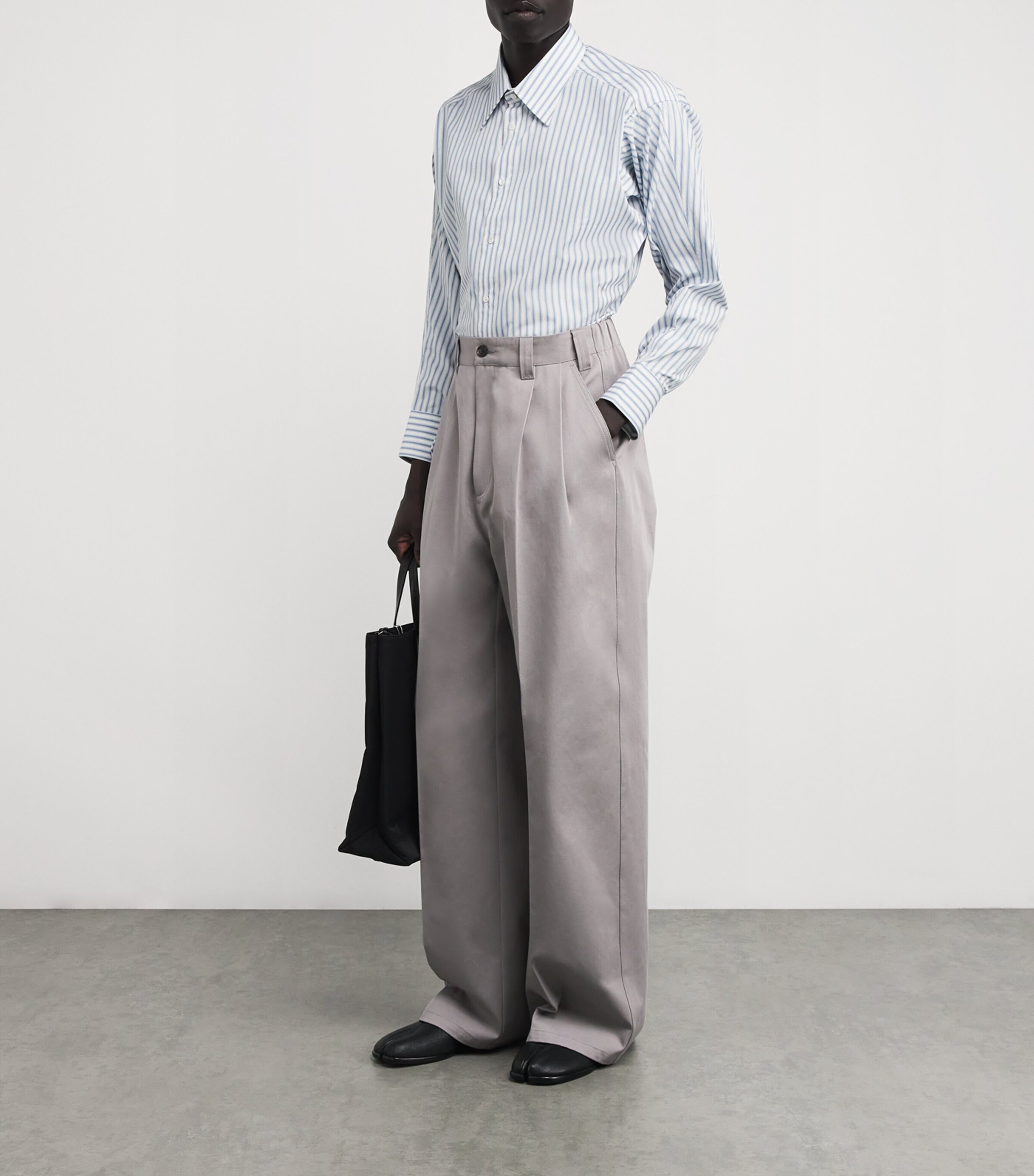 Cotton Stripe Shirt 001F/WHITE/GREY Image 2