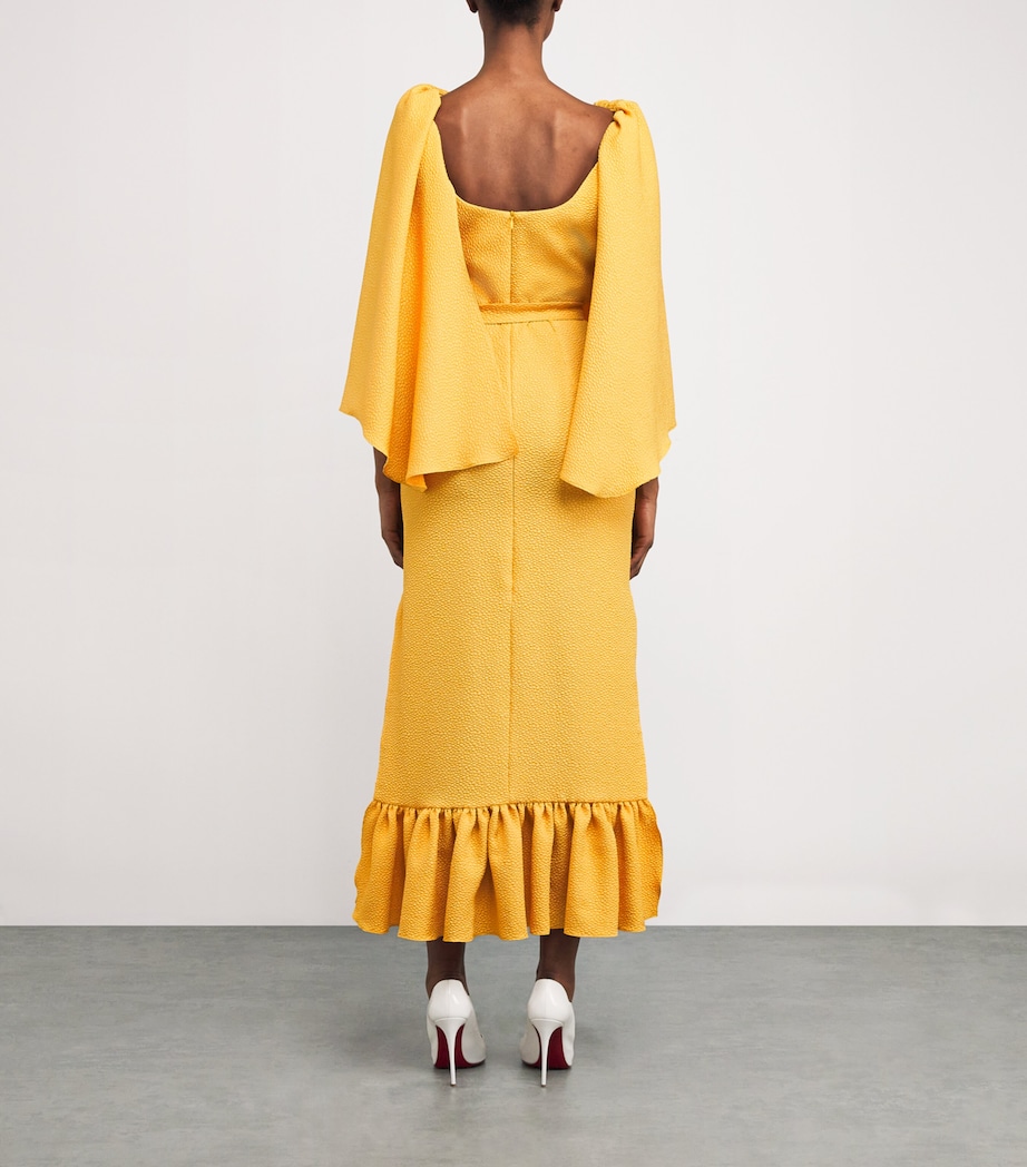 Cape-Detail Camilla Midi Dress YEL Image 3