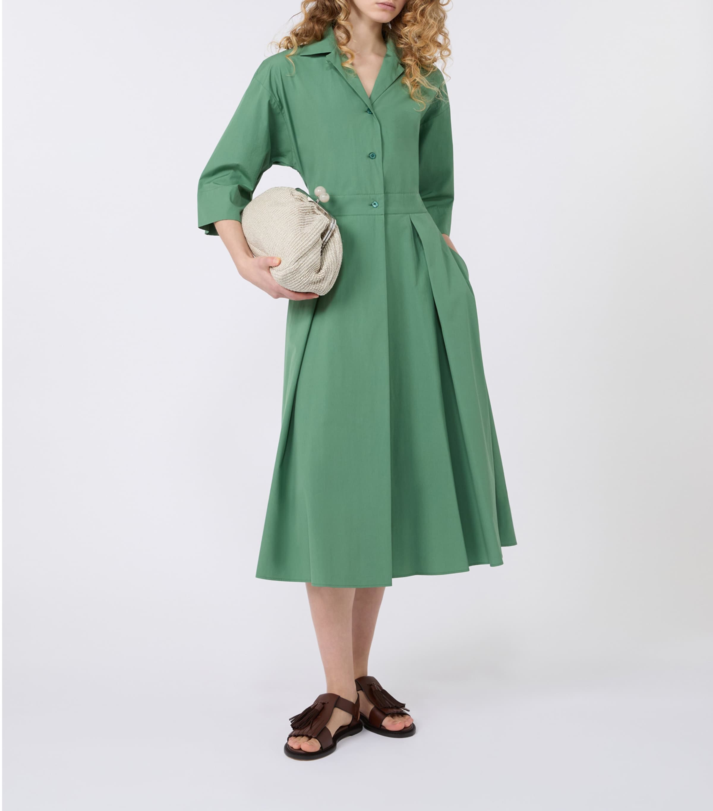 Weekend Max Mara Green Cotton Midi Shirt Dress | Harrods US
