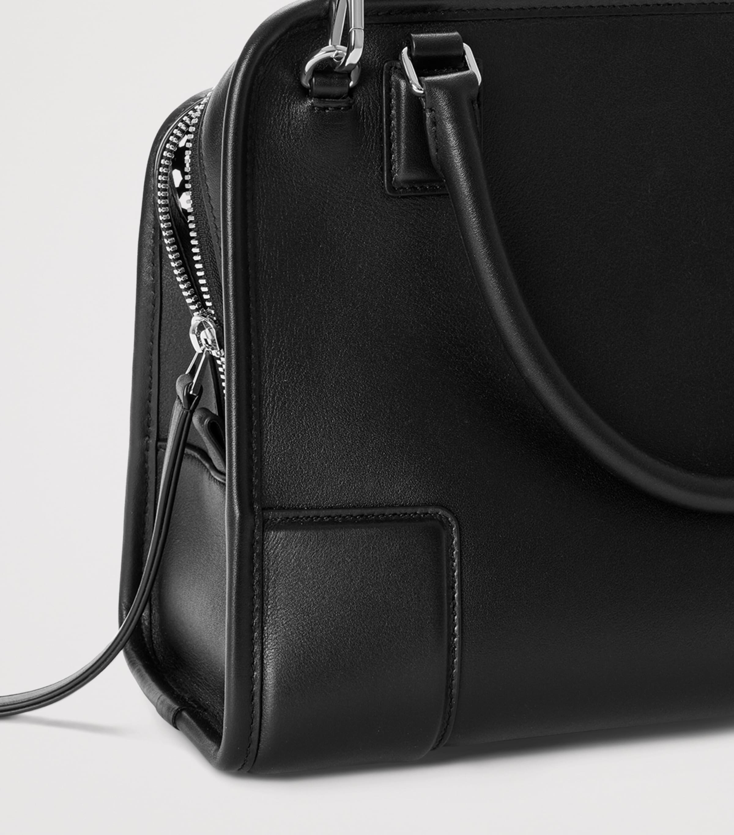 LOEWE Medium Woven Leather Amazona 180 Top-Handle Bag Black Image 13