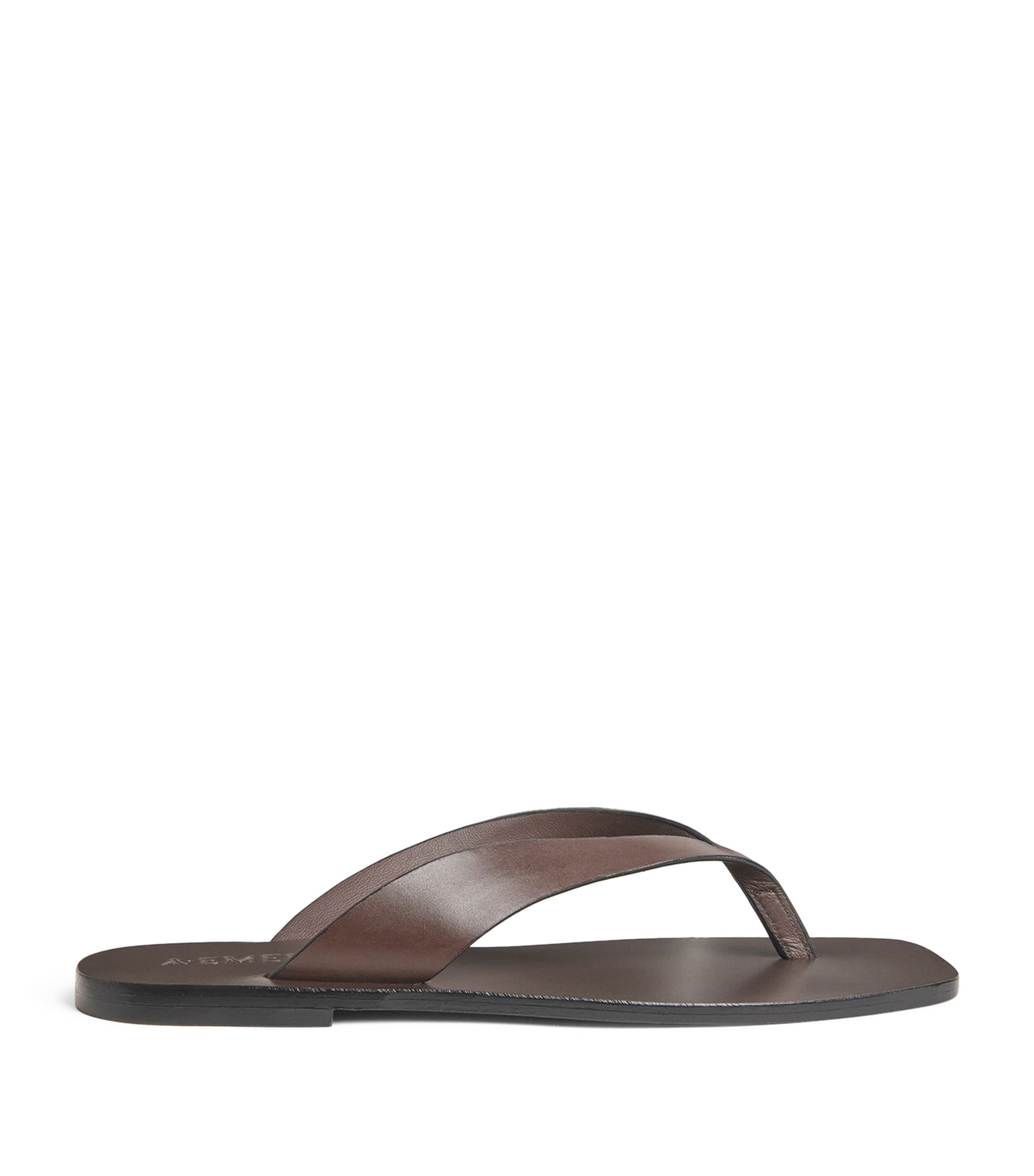 A.EMERY Leather Kinto Flip Flops Walnut Image 1