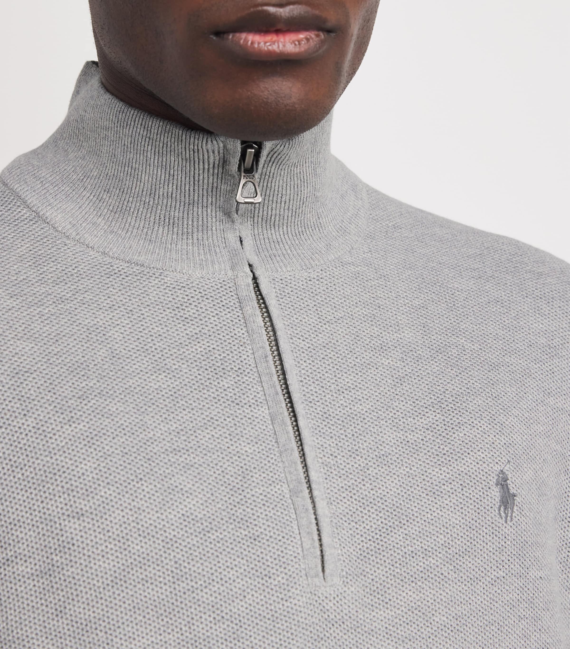 Cotton Half-Zip Sweater GREY Image 6