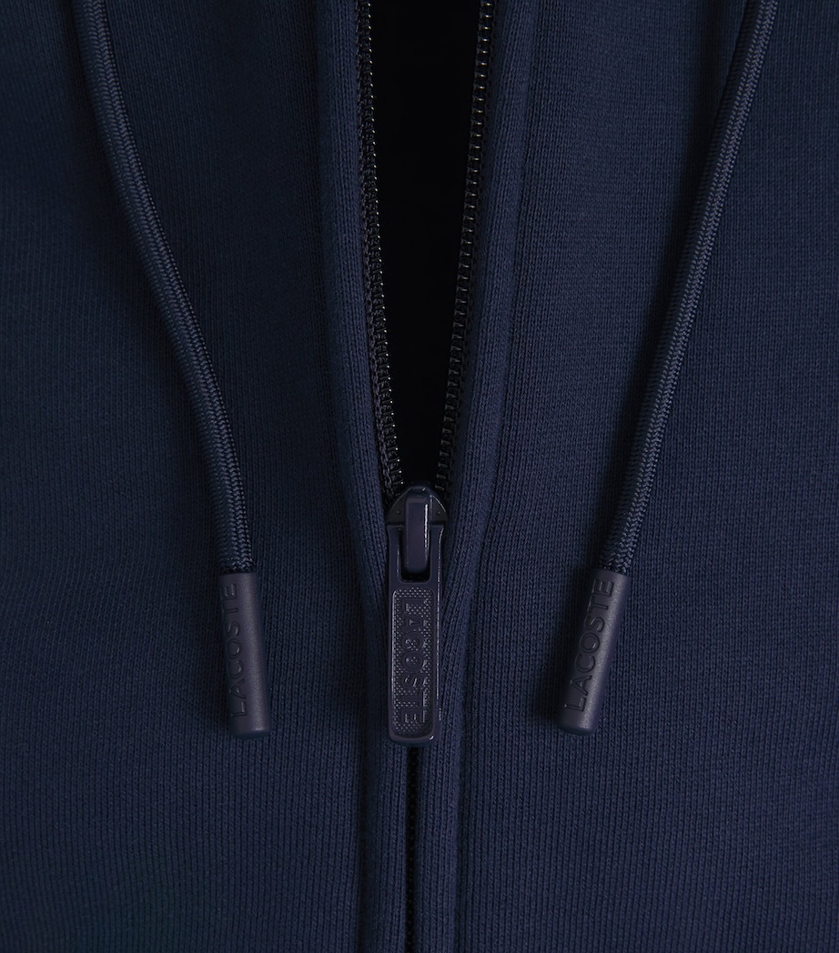 Lacoste Mens Fleece Zip-Up Hoodie Navy Blue Image 6