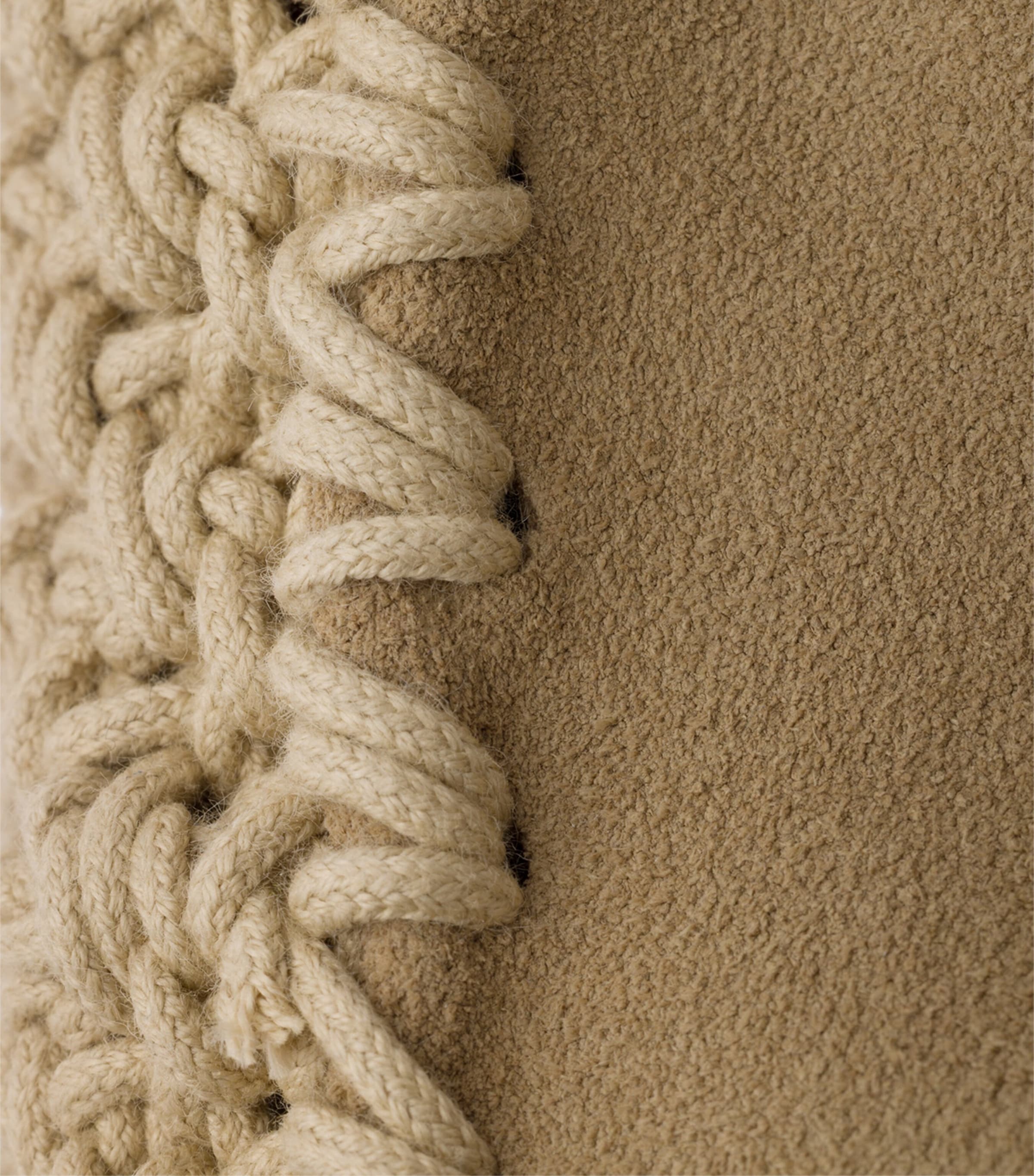 Prada Large Suede and Crochet Tote Bag Neutral Image 7