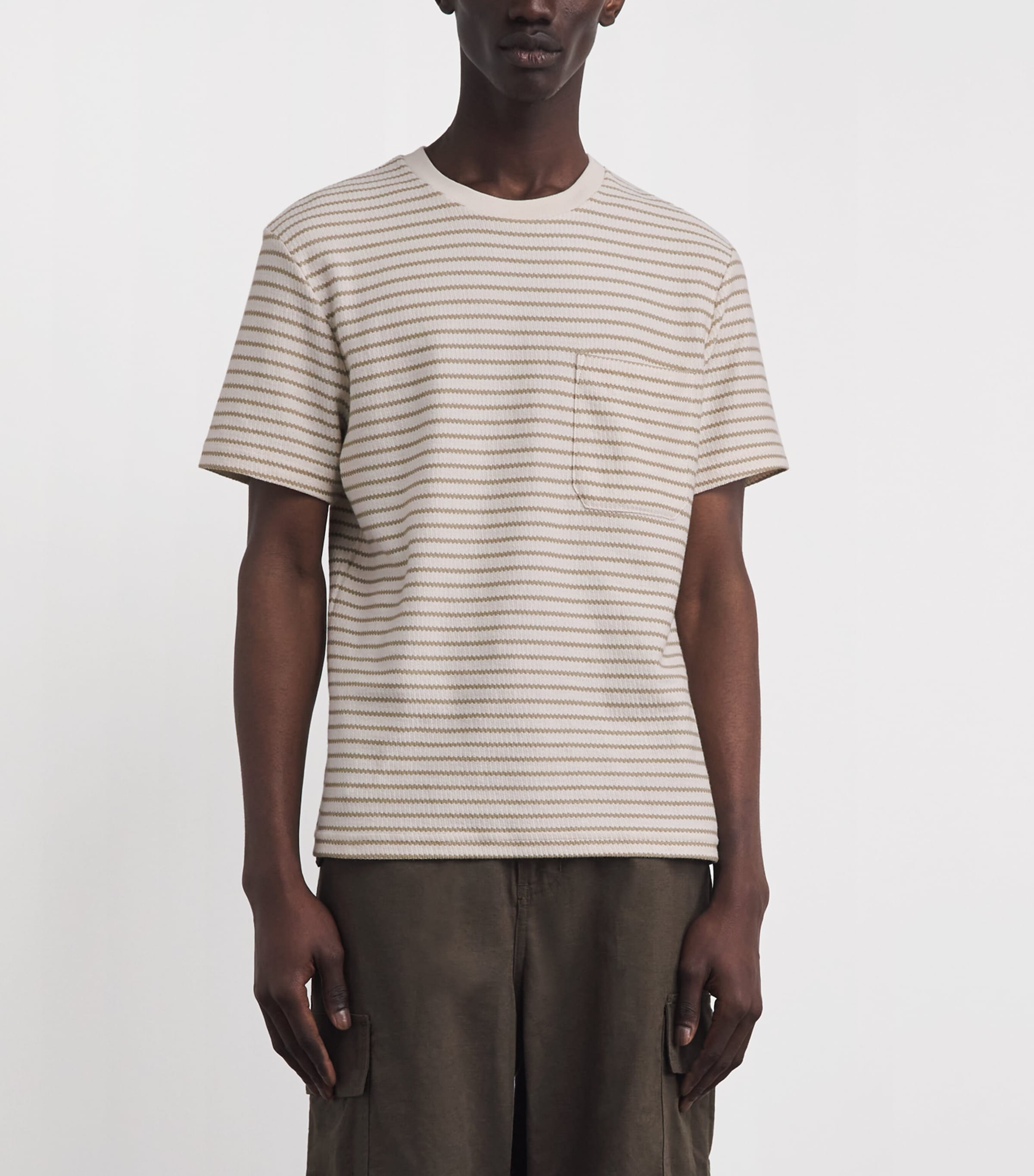 FRAME Mens Cotton Rib-Knit Stripe T-Shirt Nats Image 4