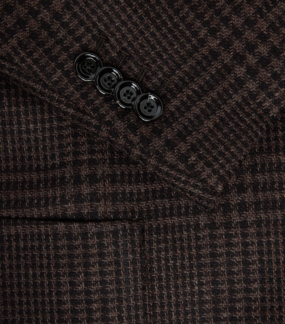 Lardini Mens Virgin Wool-Cashmere Check Blazer Check Brwn/blk Image 6