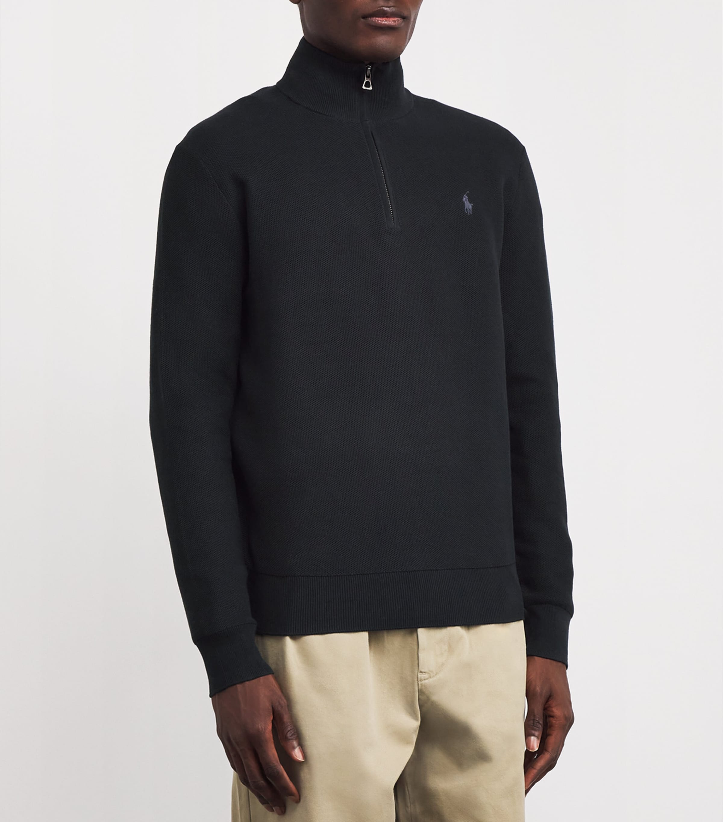 Cotton Half-Zip Sweater BLACK Image 3