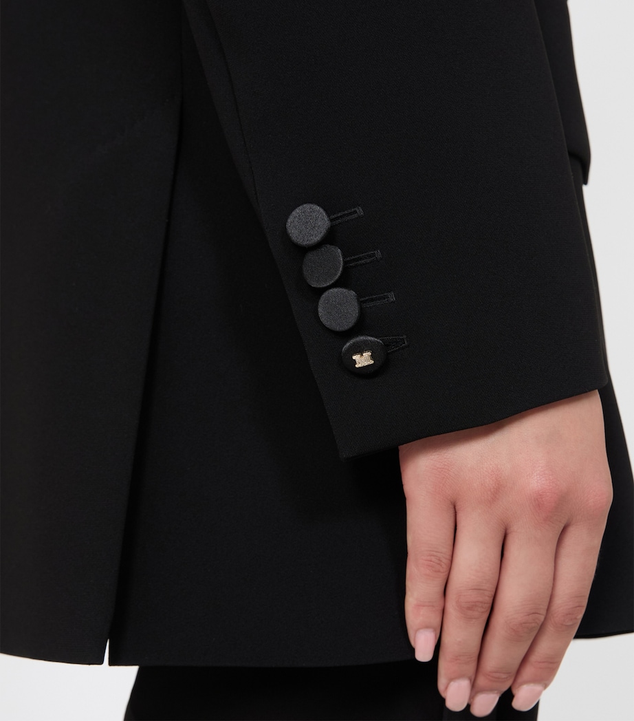 Max Mara Womens Satin-Lapel Blazer Black Image 5