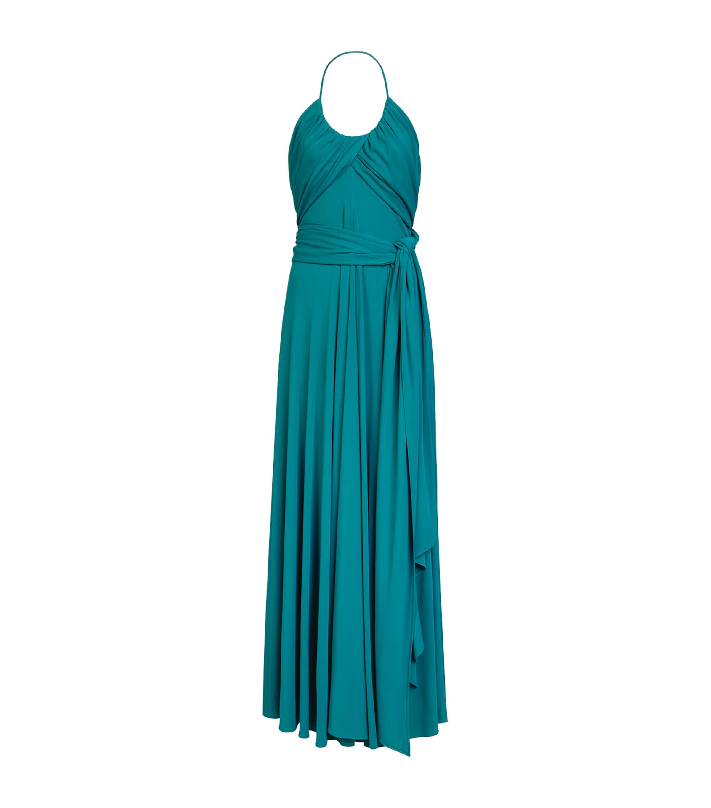 Alaïa Womens Jersey Draped Maxi Dress Duck Blue Image 1