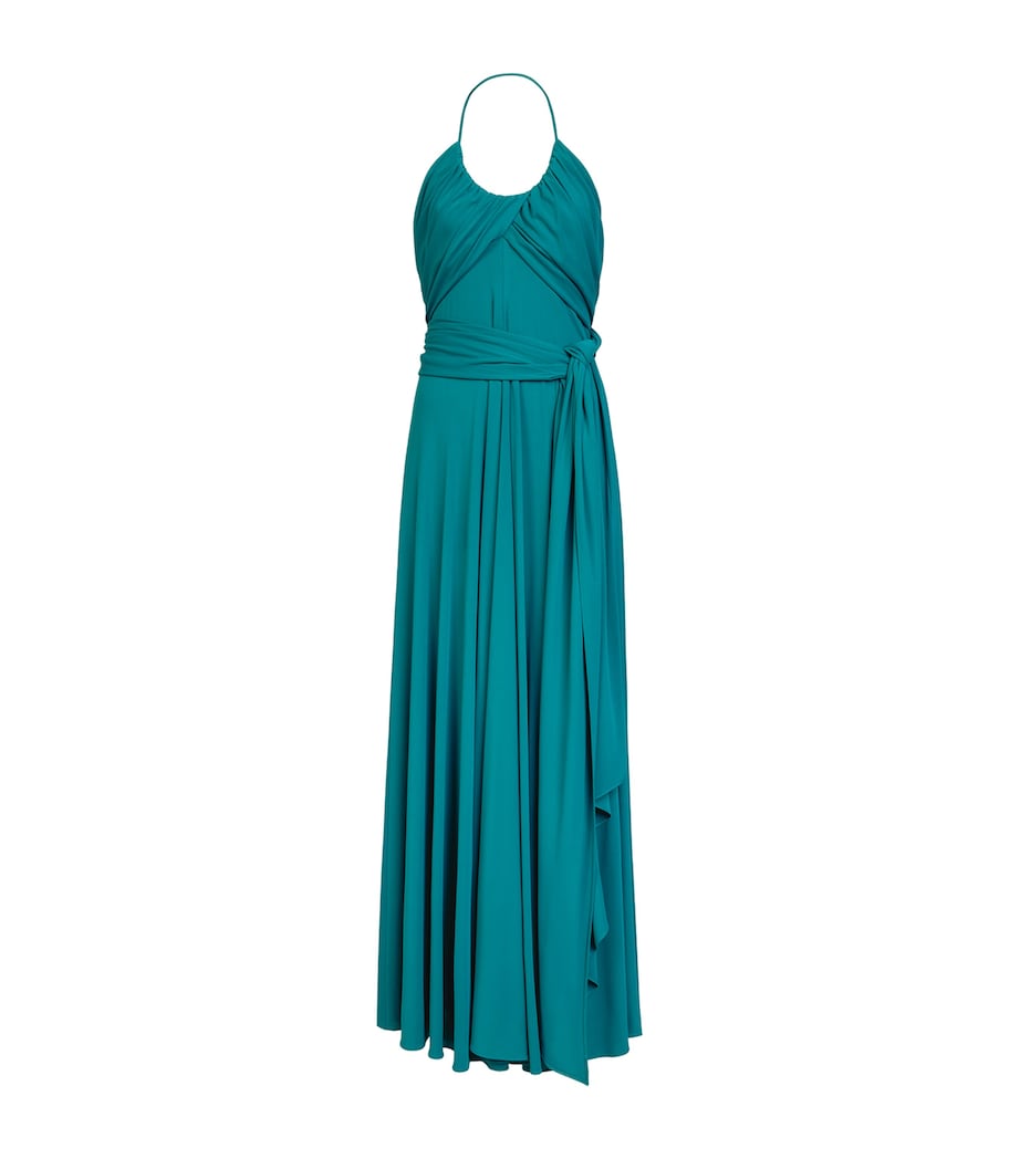 Alaïa Womens Jersey Draped Maxi Dress Duck Blue Image 1
