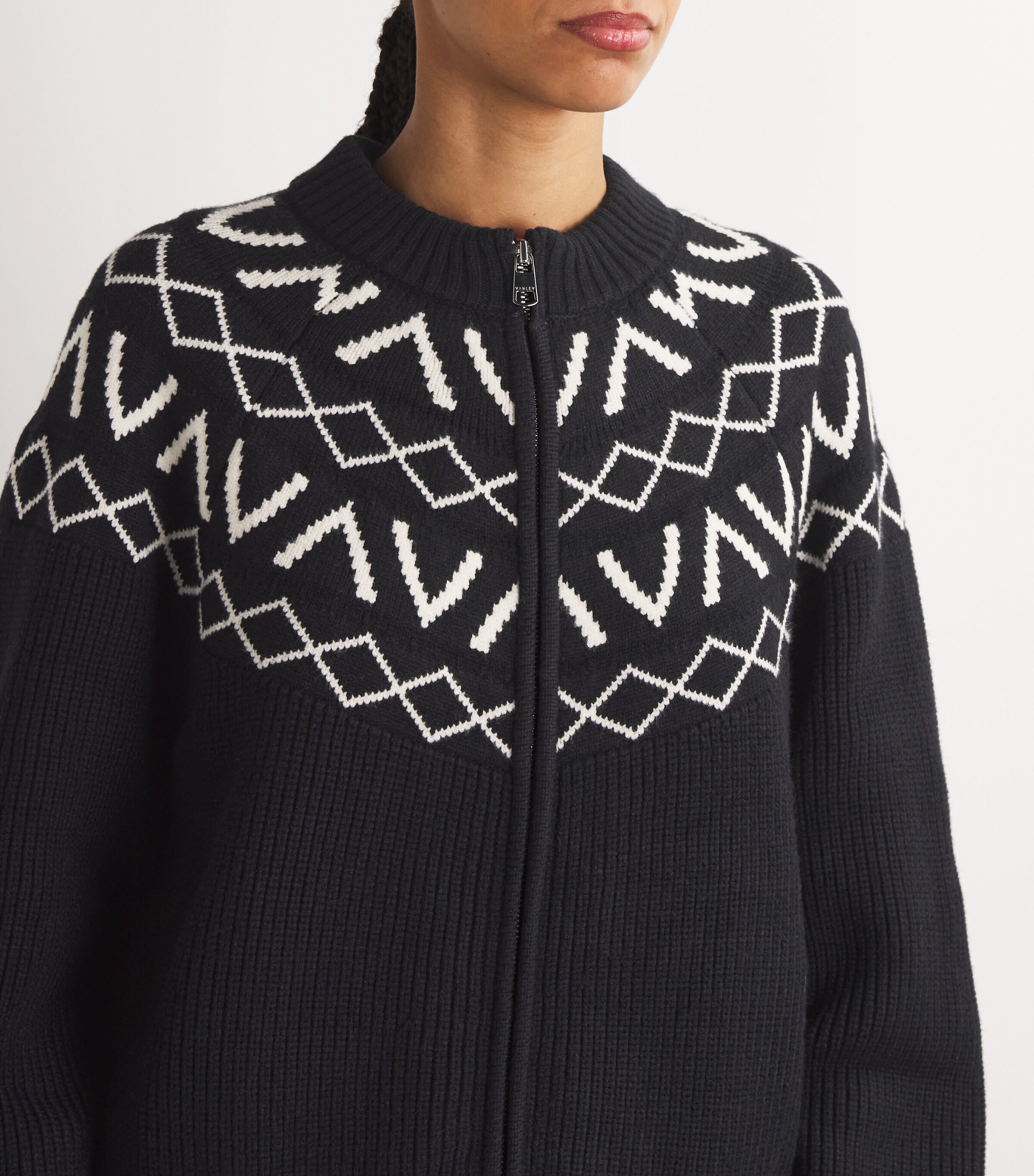 Varley Womens Fair Isle Alys Zip-Up Cardigan Black Image 6