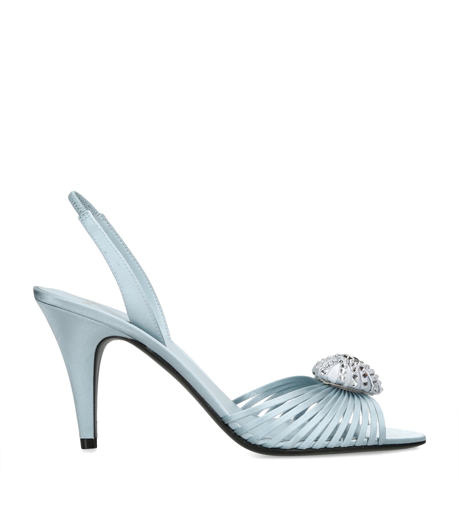 Valentino Garavani Satin Royal Slingback Heels 85 Pale Blue Image 1