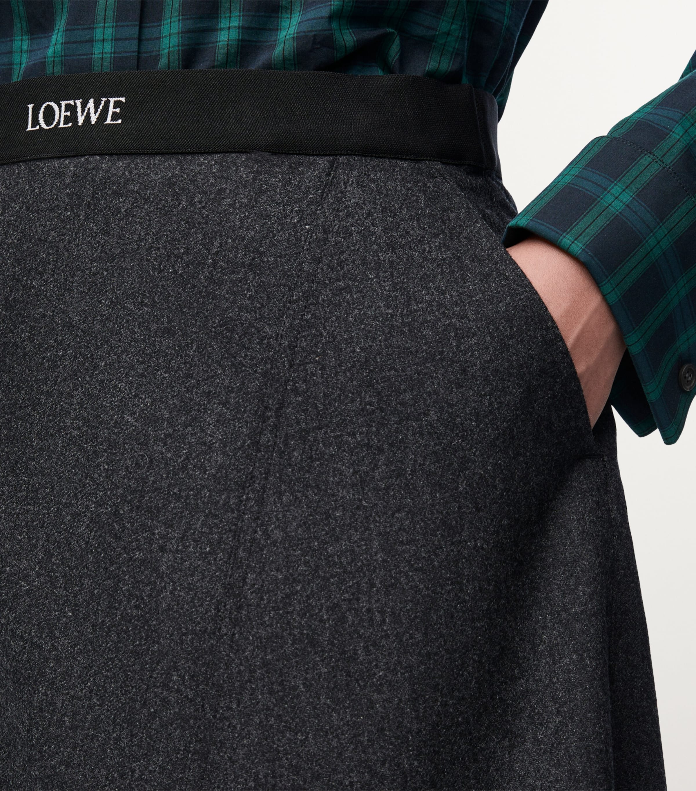 Wool-Blend Asymmetric Midi Skirt CHARCOAL MELANGE Image 5