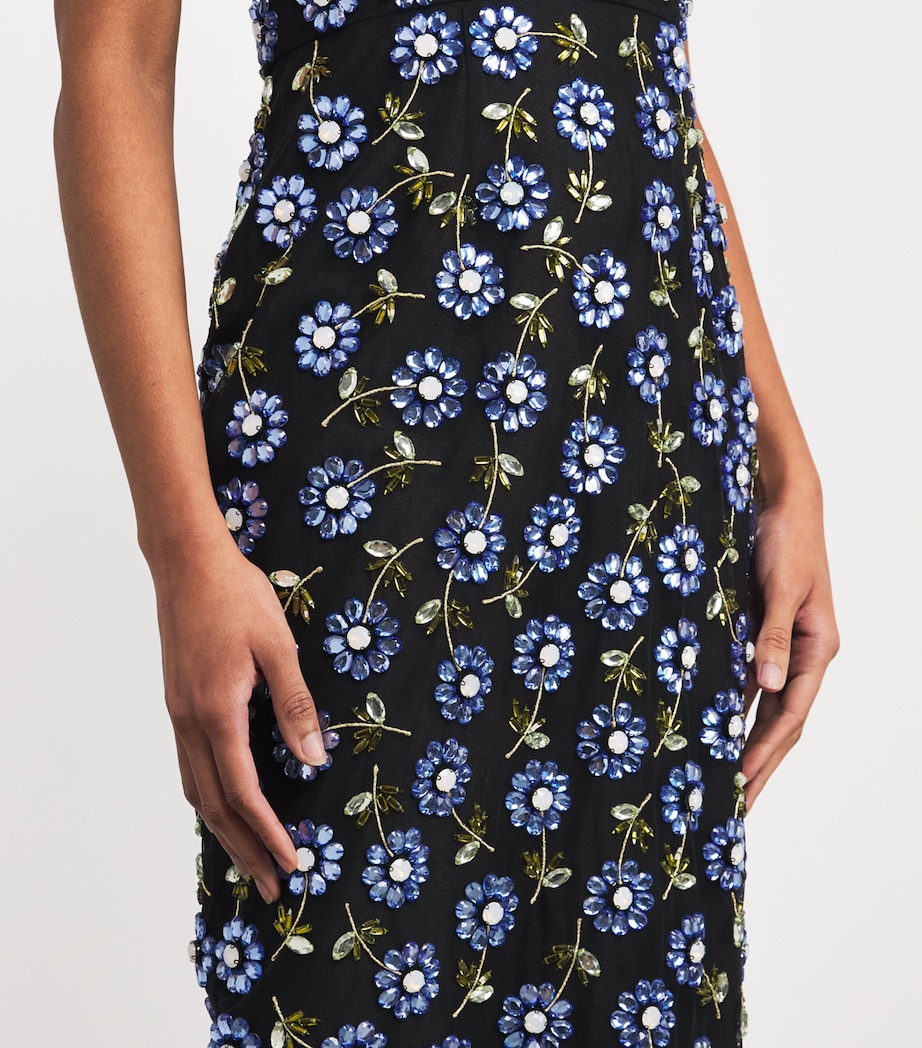 Embroidered Strapless Midi Dress 002 BLACK MULTI Image 4