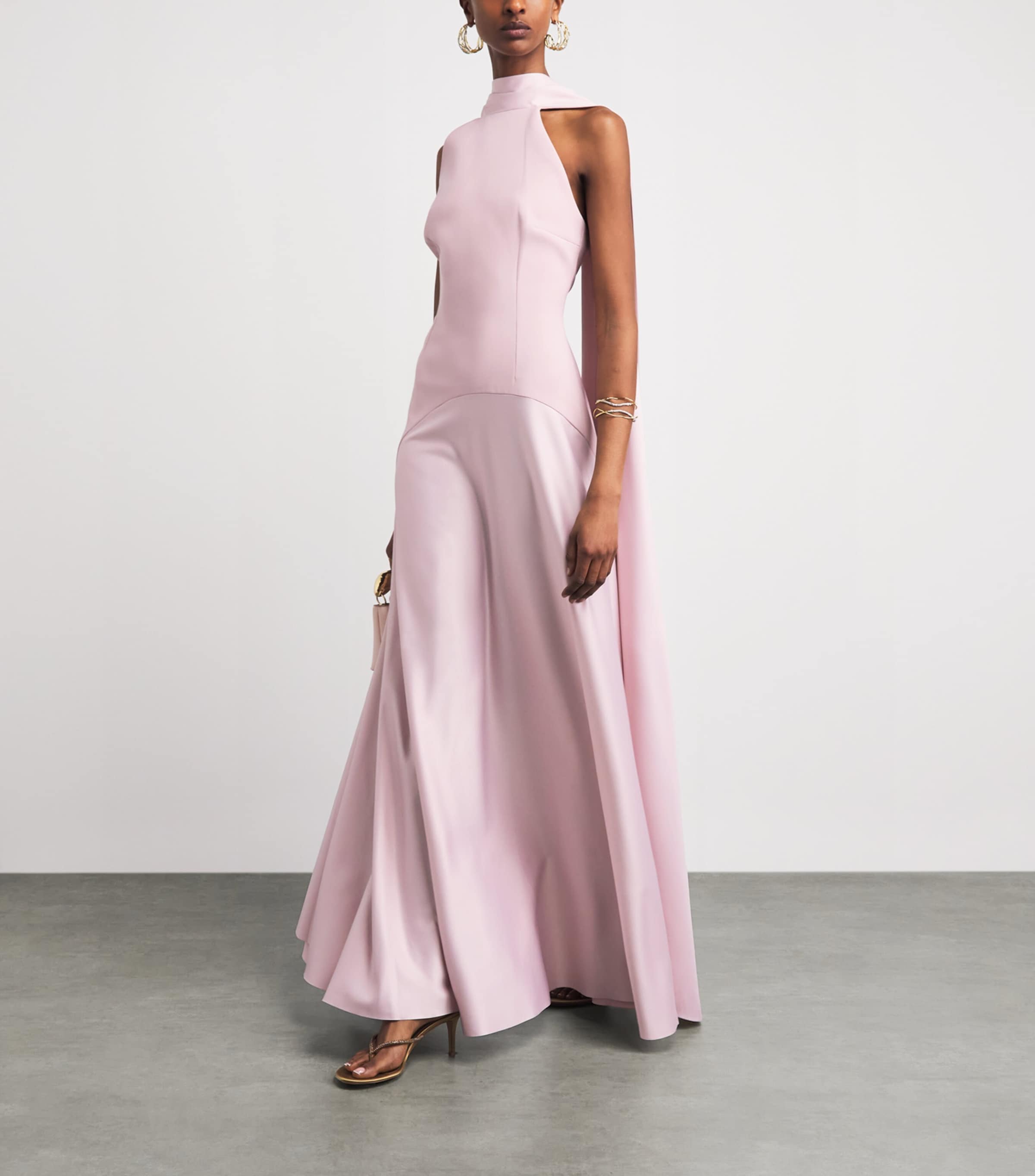 Solace London Womens Draped Cece Gown Petal Pink Image 2