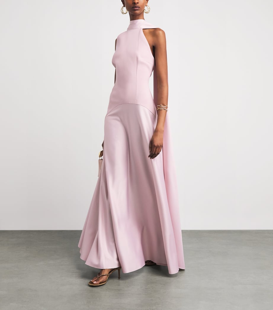 Solace London Womens Draped Cece Gown Petal Pink Image 2