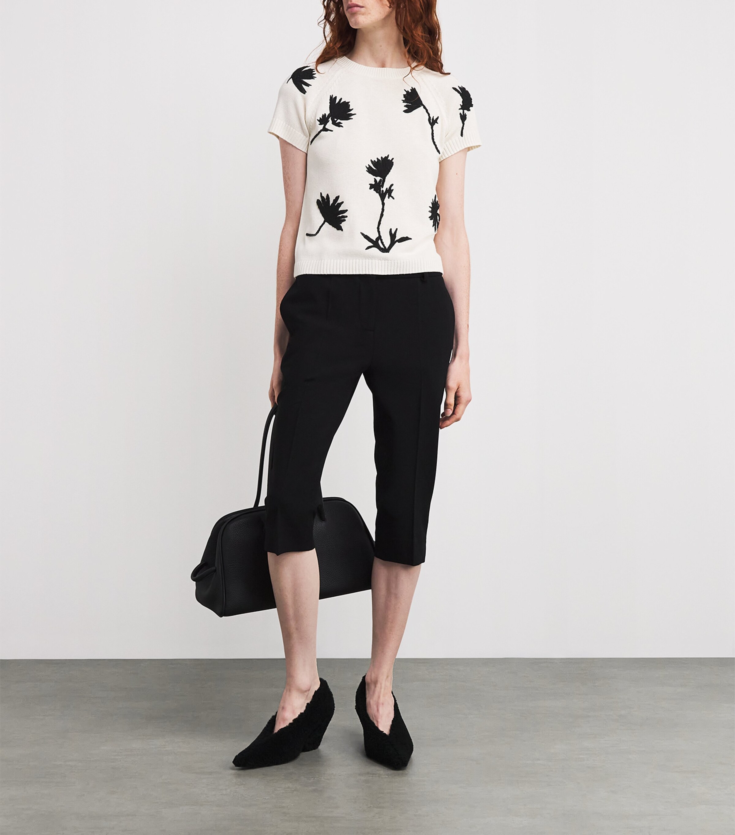 MAX&Co. Womens Embroidered Jacquard Sweater Milk Image 2