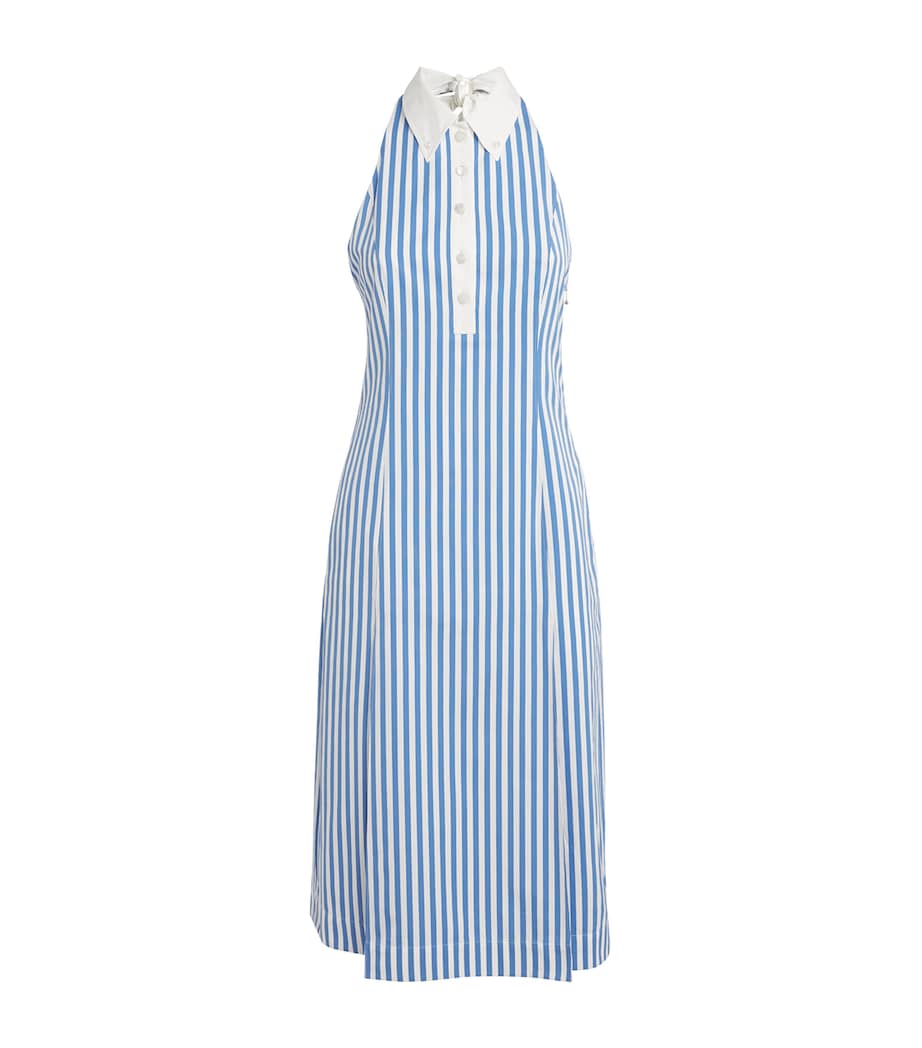 Cotton Stripe Halter Dress MEDIUM BLUE Image 1
