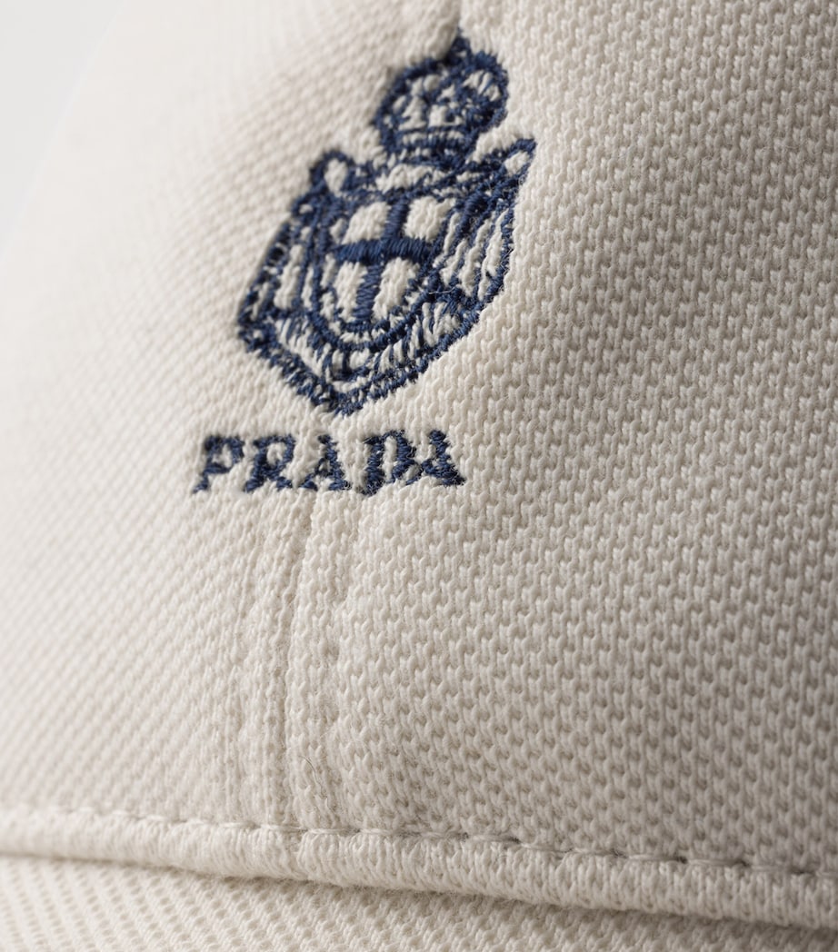 Prada Cotton Piqué Logo Baseball Cap Neutral Image 3