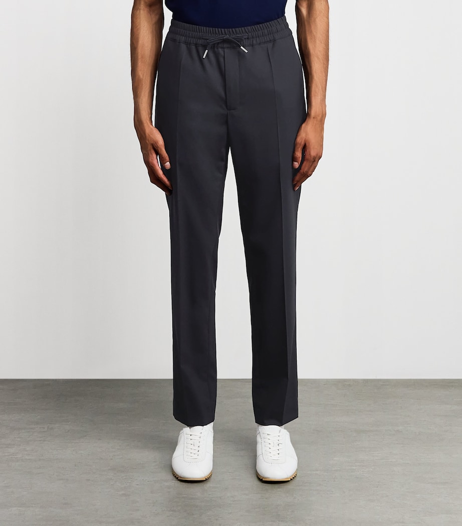 Sandro Paris Mens Wool-Blend Drawstring Trousers Navy Blue Image 4