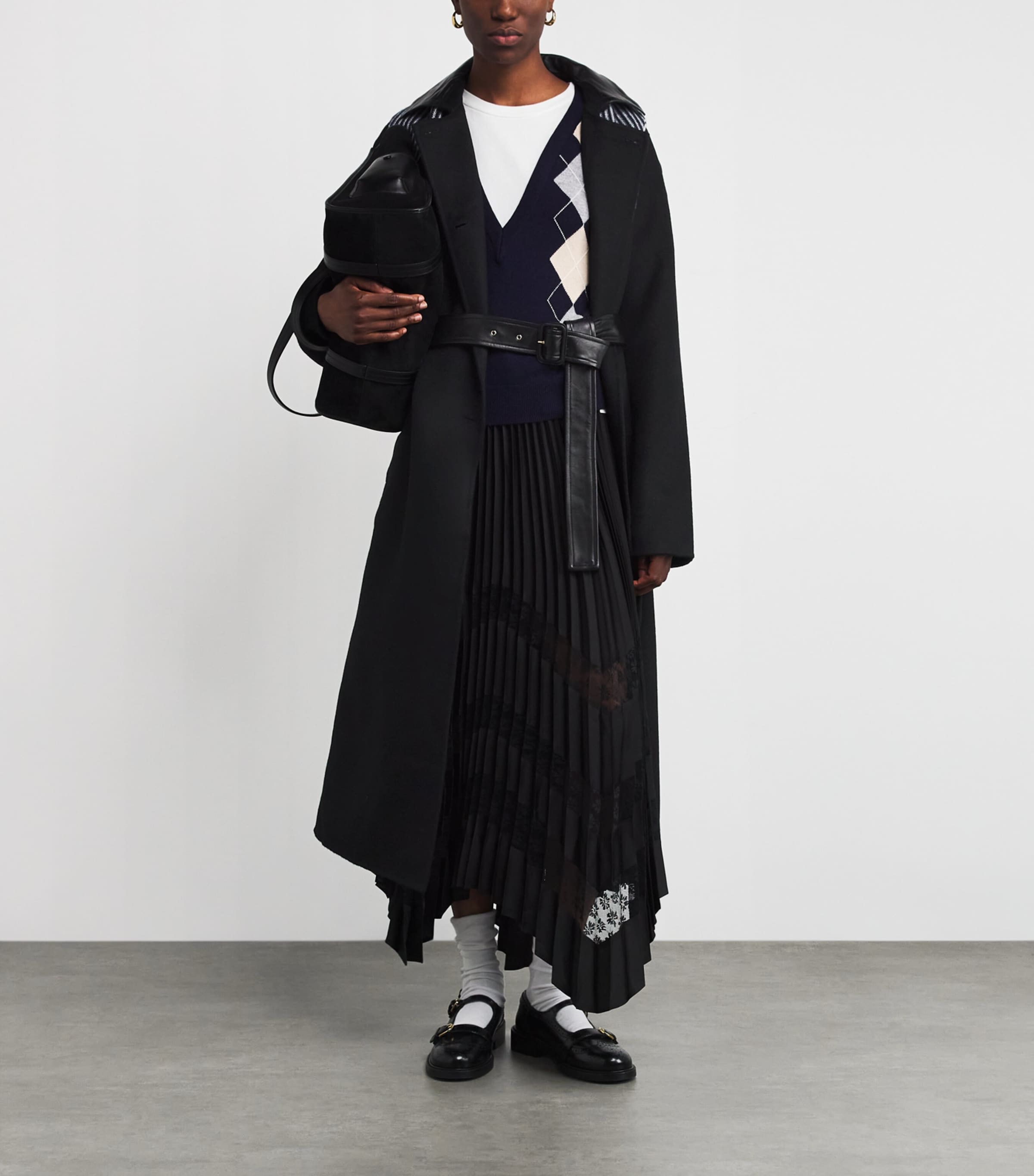 Wool Double-Breasted Coat BLACK Image 2