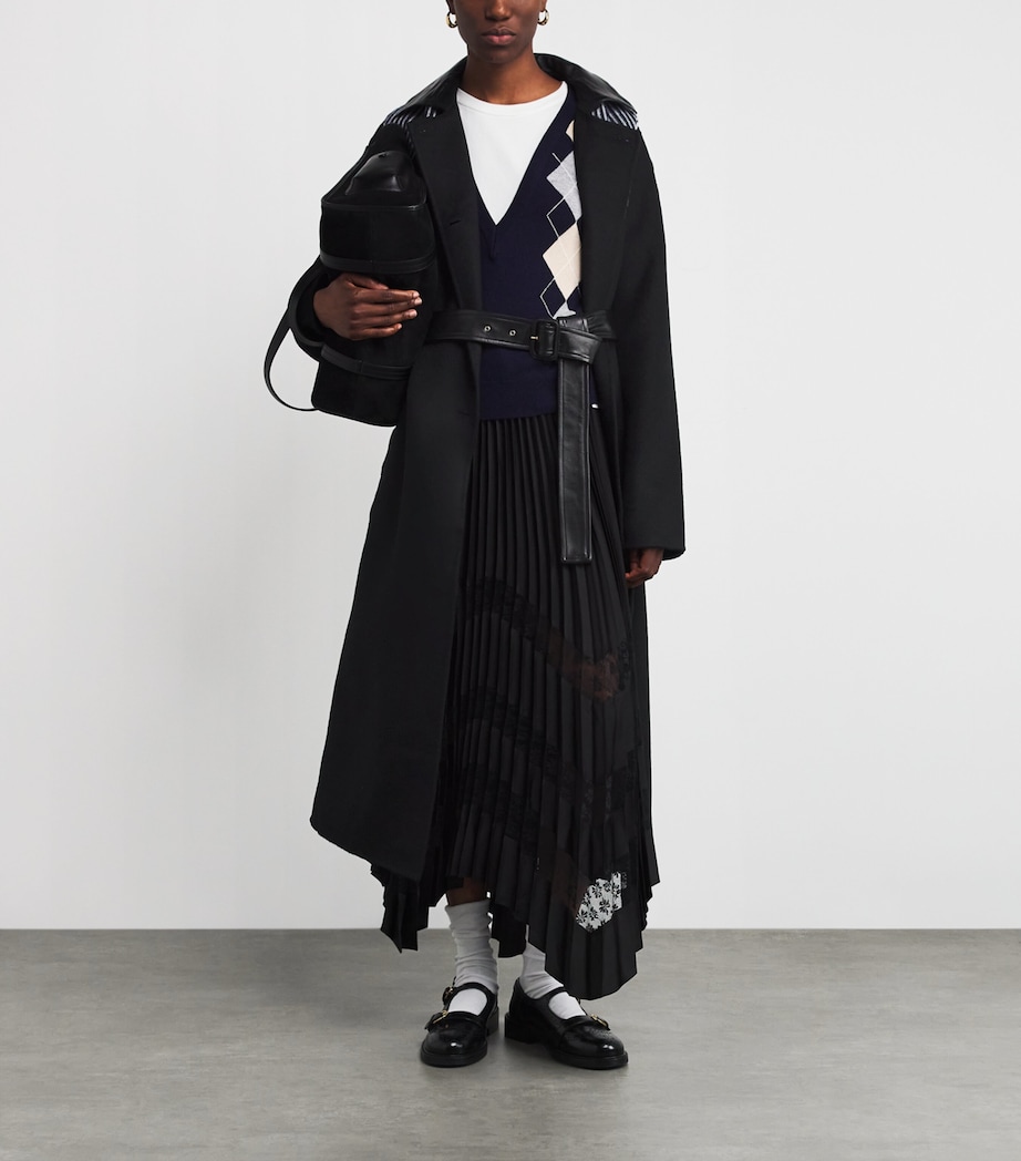 Wool Double-Breasted Coat BLACK Image 2