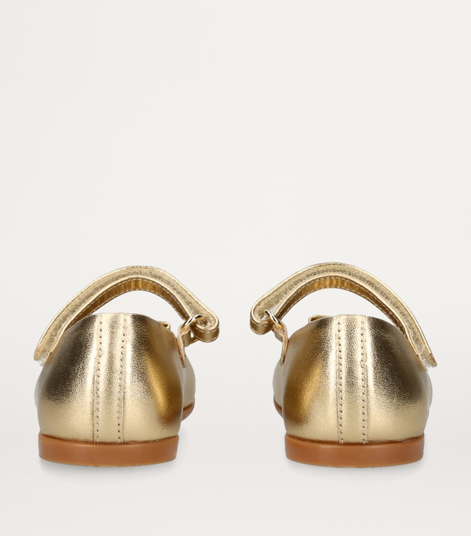 Dolce&Gabbana Kids Leather Metallic Mary Janes Gold Image 2