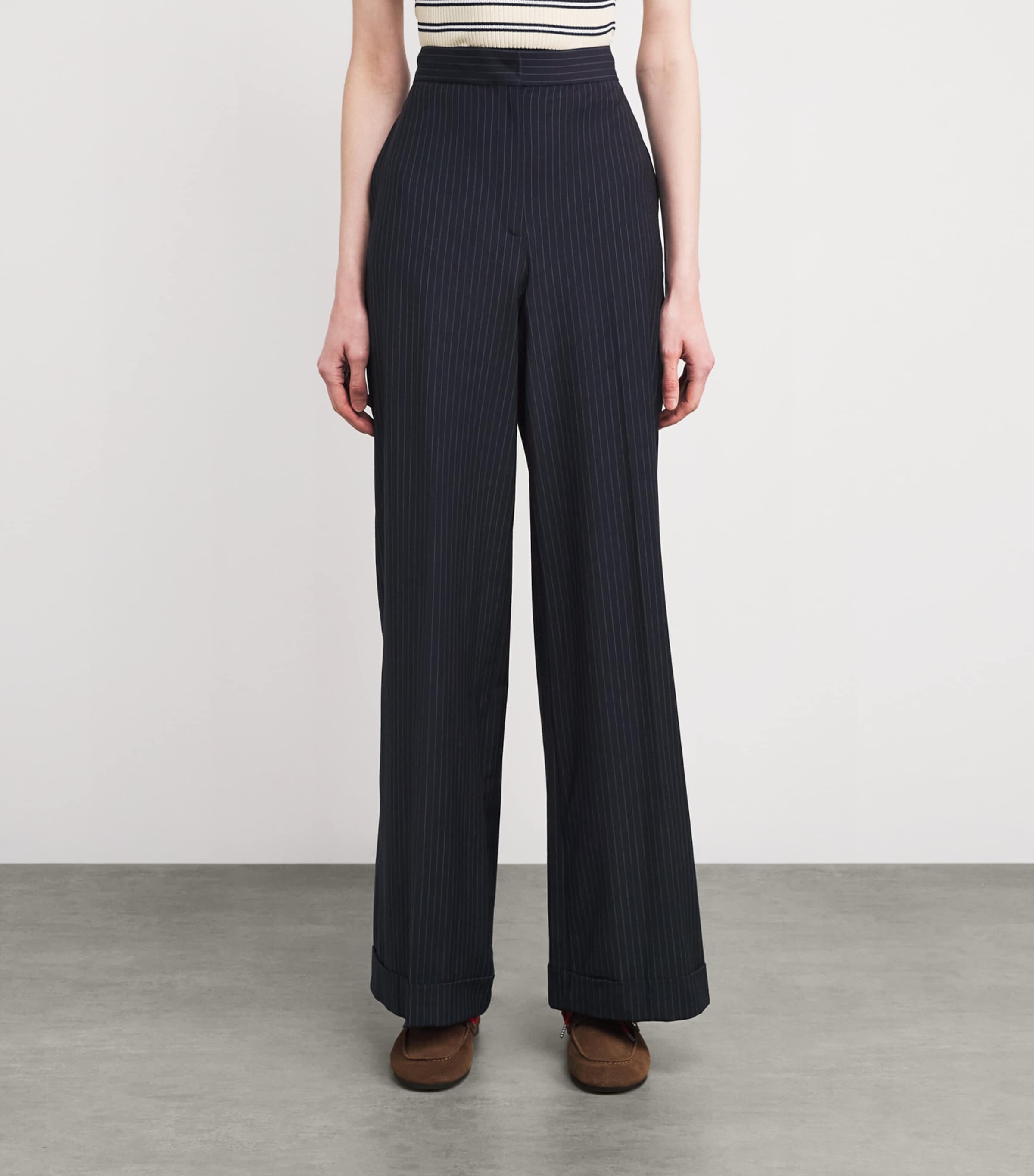 Wool-Blend Stripe Tailored Trousers DUAL-COLOR Image 3