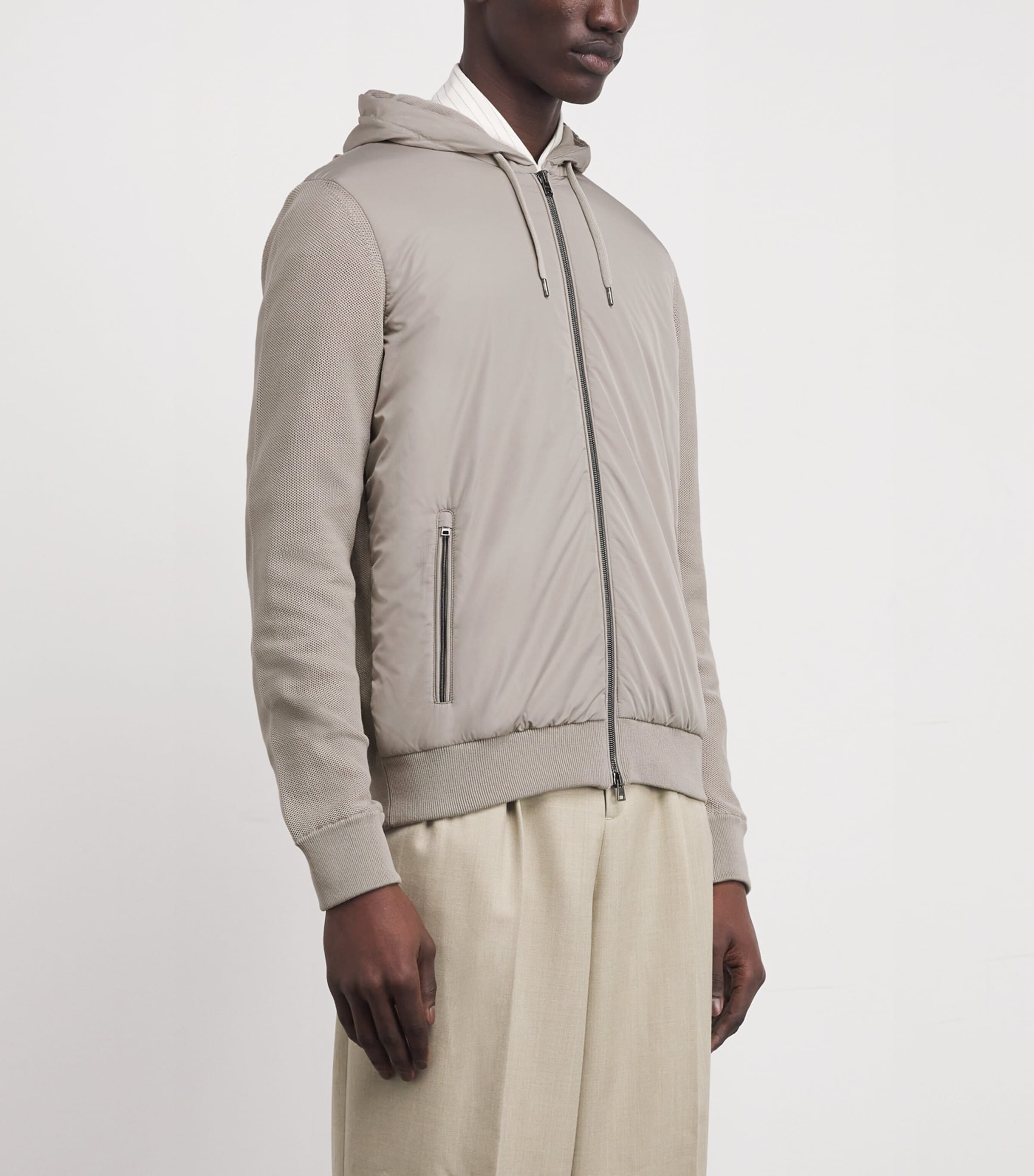 Cotton Hooded Hybrid Jacket TAUPE 2600 Image 3