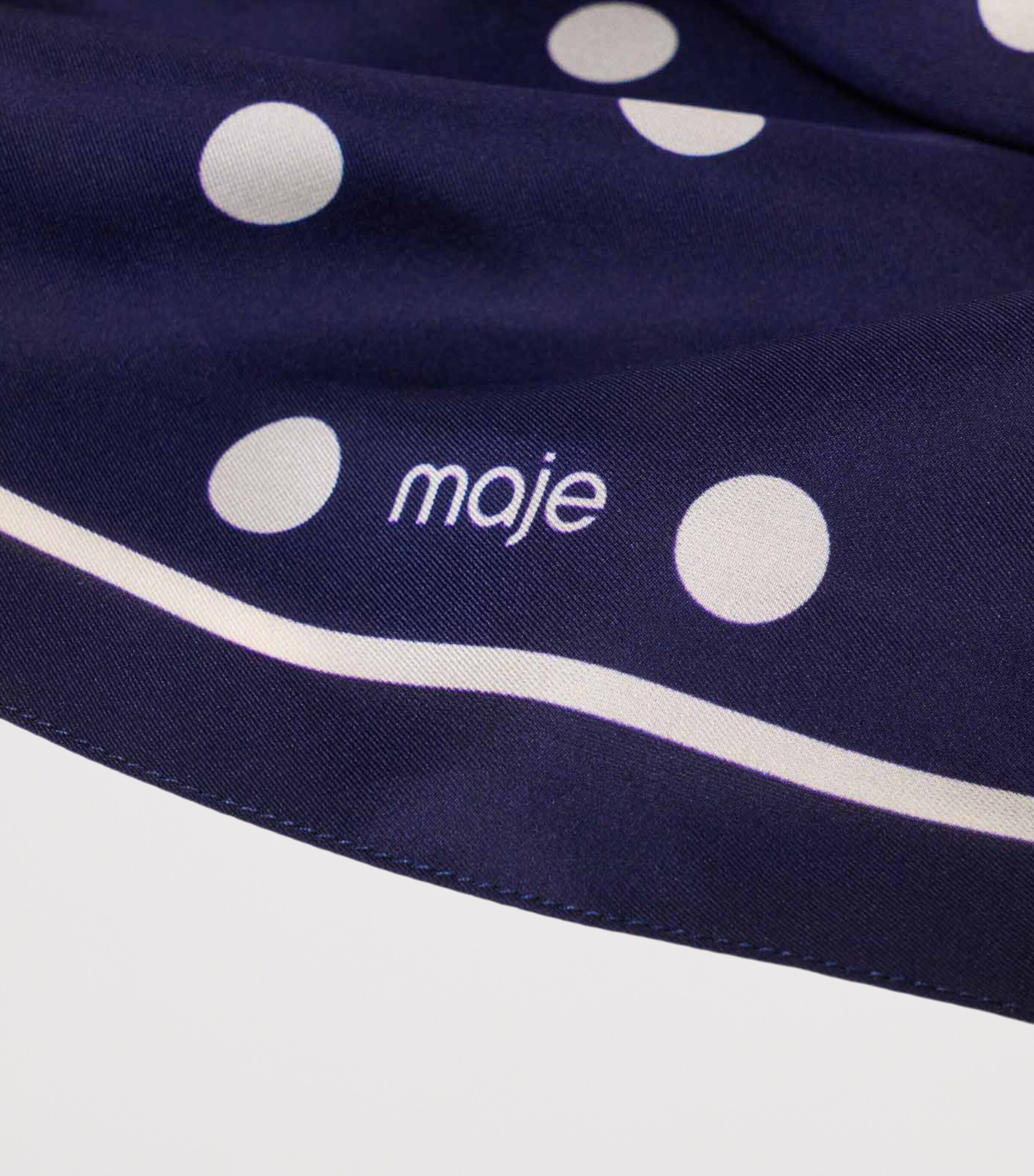 Maje Silk Polka-Dot Scarf Navy Dots Print Image 4