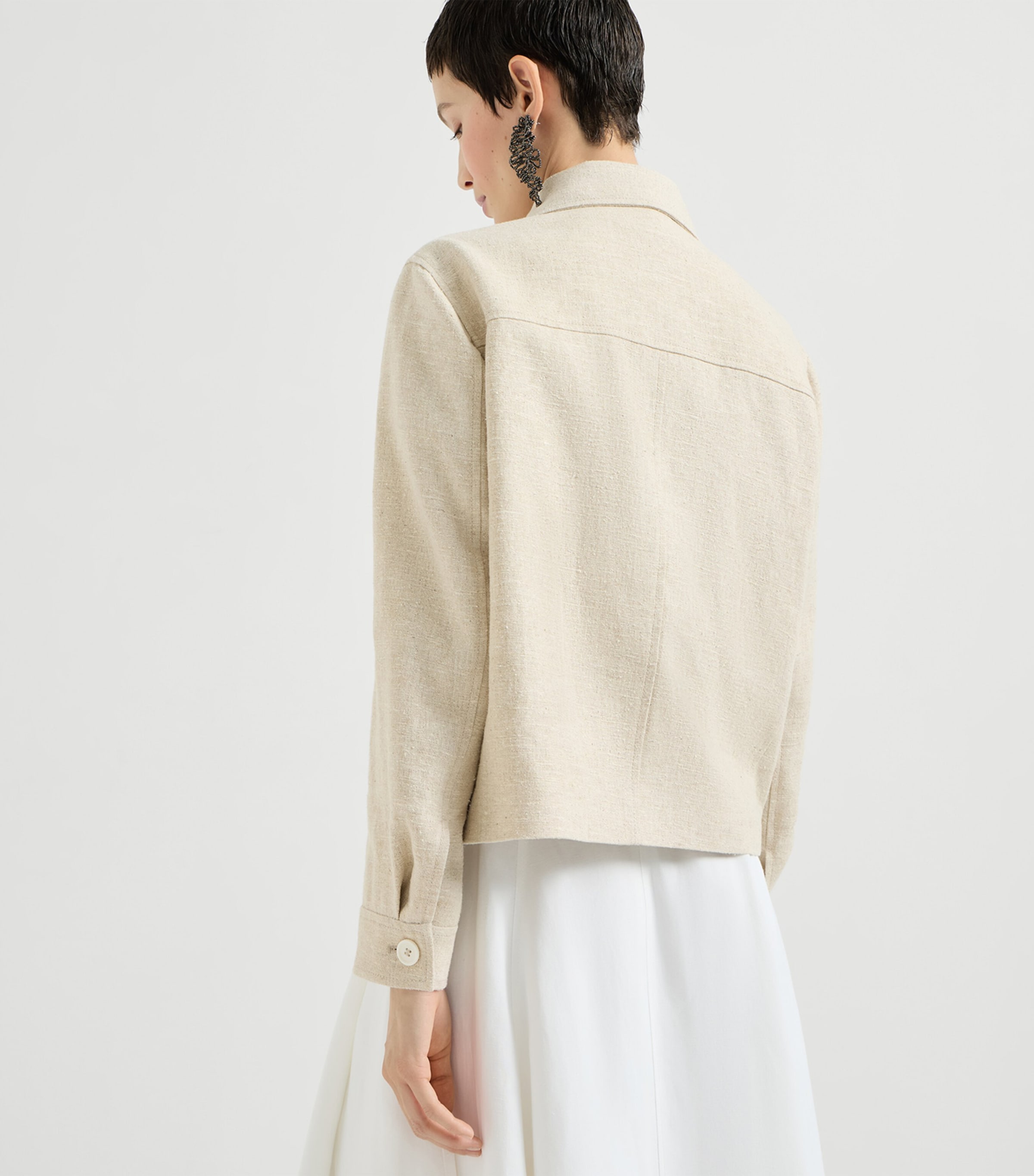 Linen-Blend Pea Coat C001 Image 5