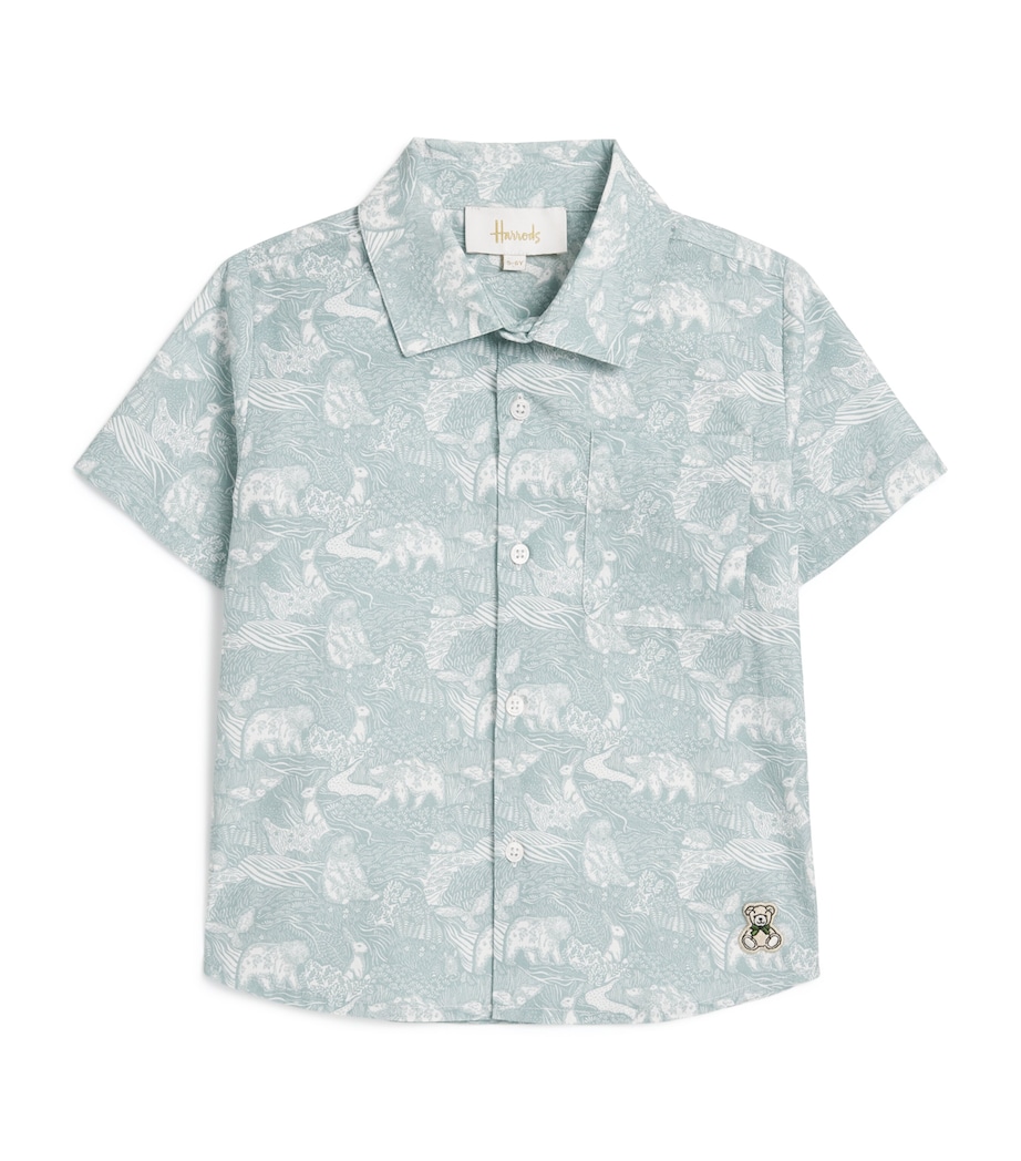 Harrods Cotton Woodland Print Shirt (2-8 Years) Green Image 1