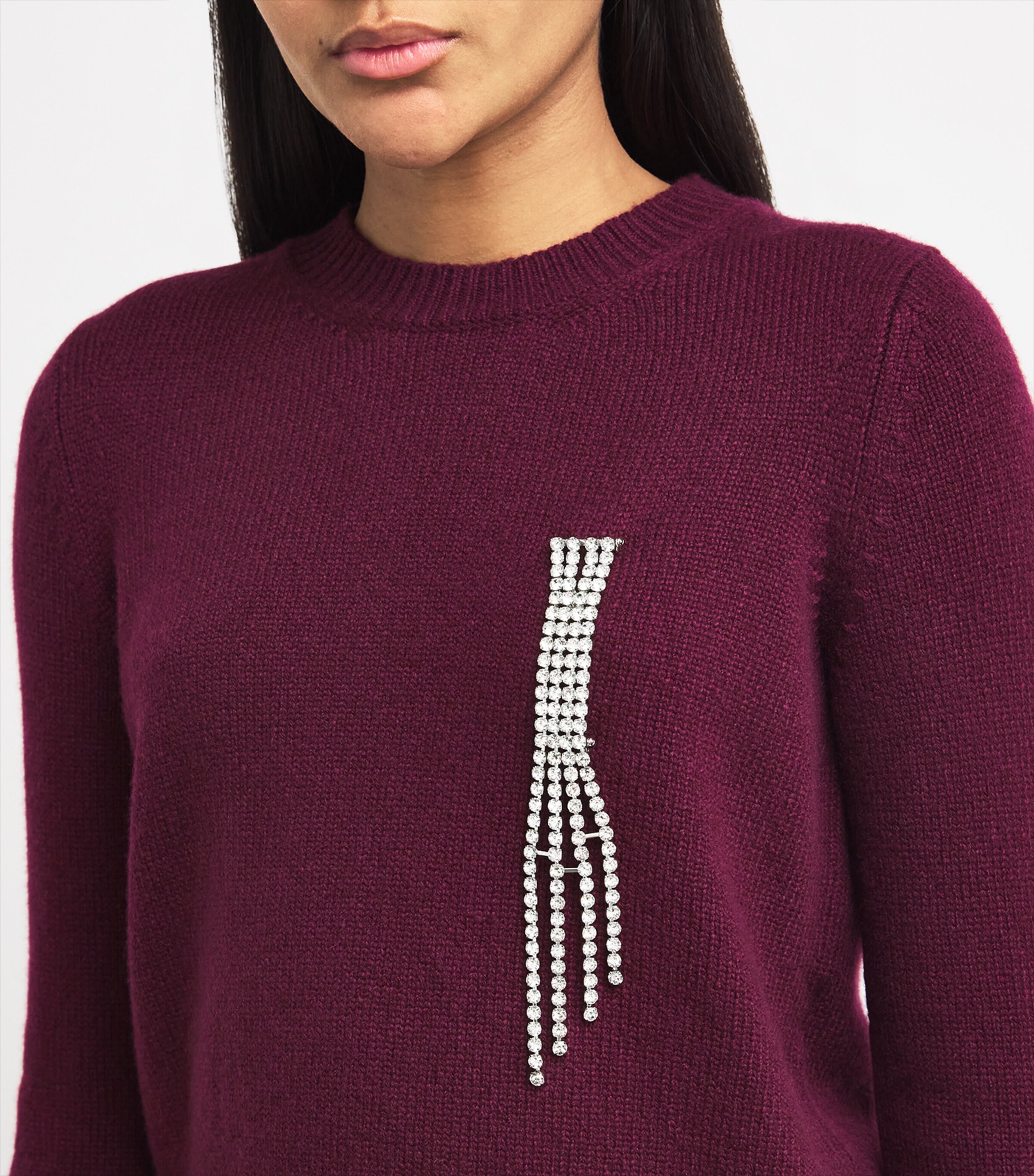 Weekend Max Mara Crystal Fringed Brooch Medium Grey Image 4