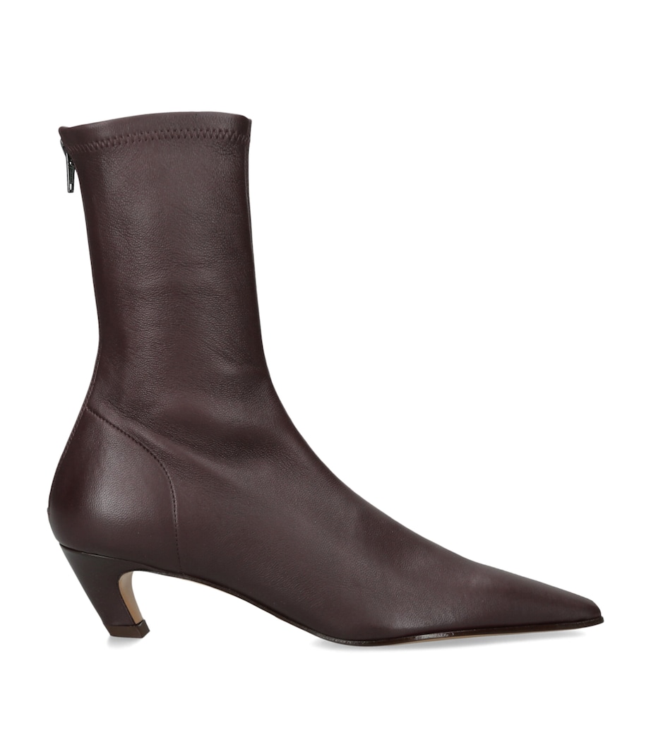 Khaite Leather Arizona Ankle Boots 40 Wine Image 1