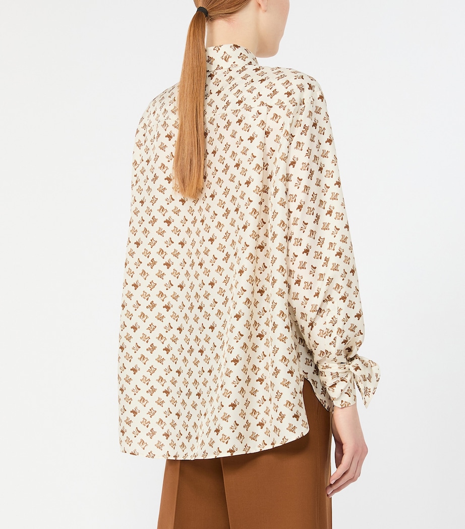 Max Mara Womens Silk Logo-Print Shirt White Image 3