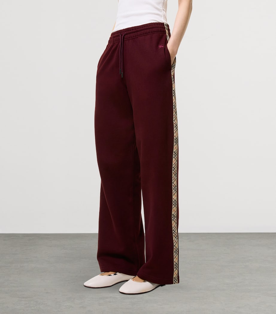 Burberry Womens Cotton Check-Tape Sweatpants Vineyard Red Image 2