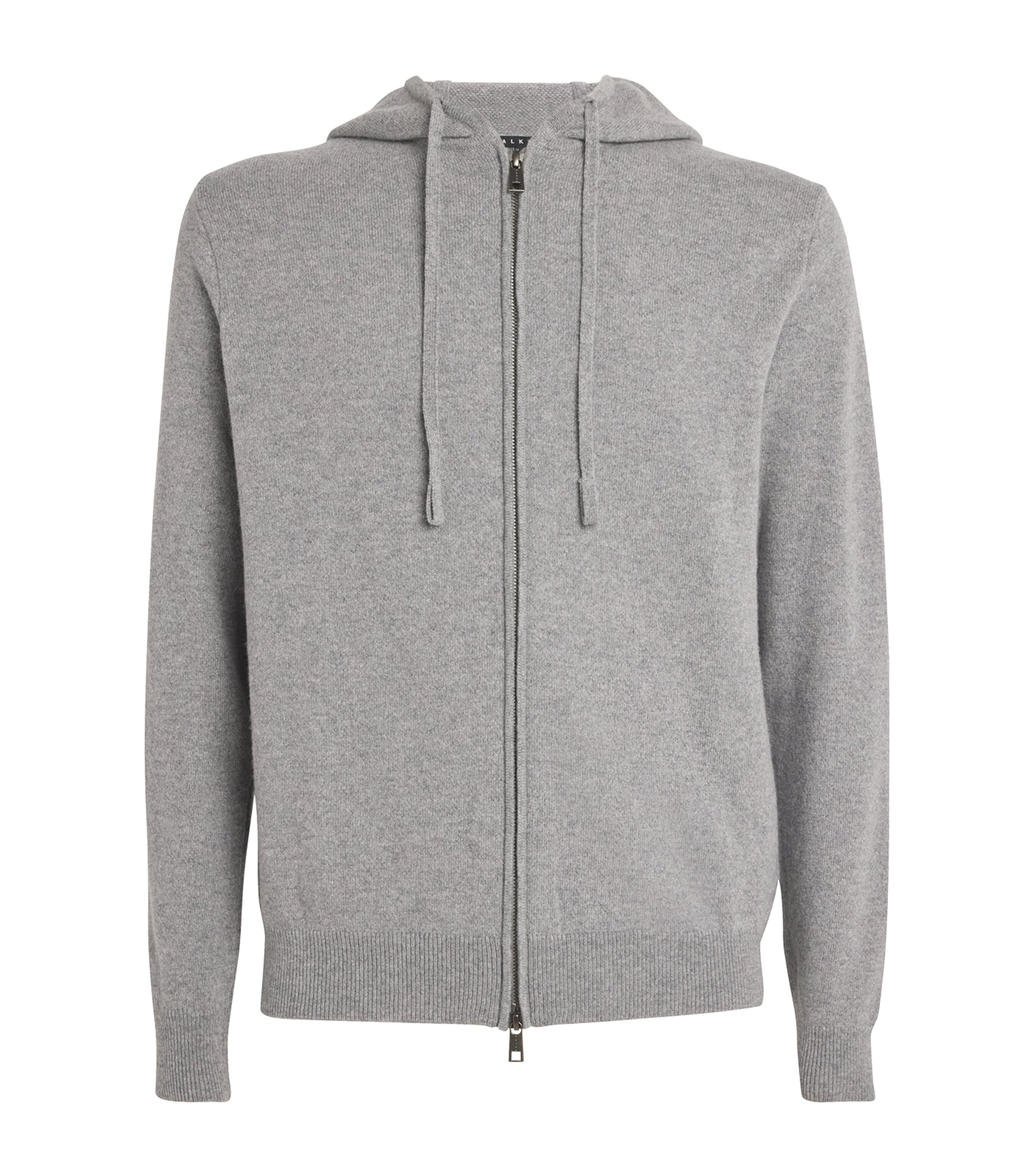 Falke Wool-cashmere Zipped Hoodie In Grey