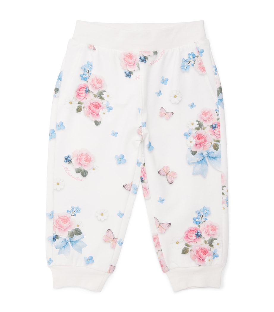 Monnalisa Floral and Butterfly Leggings (3 Months-3 Years) Optical White Image 1