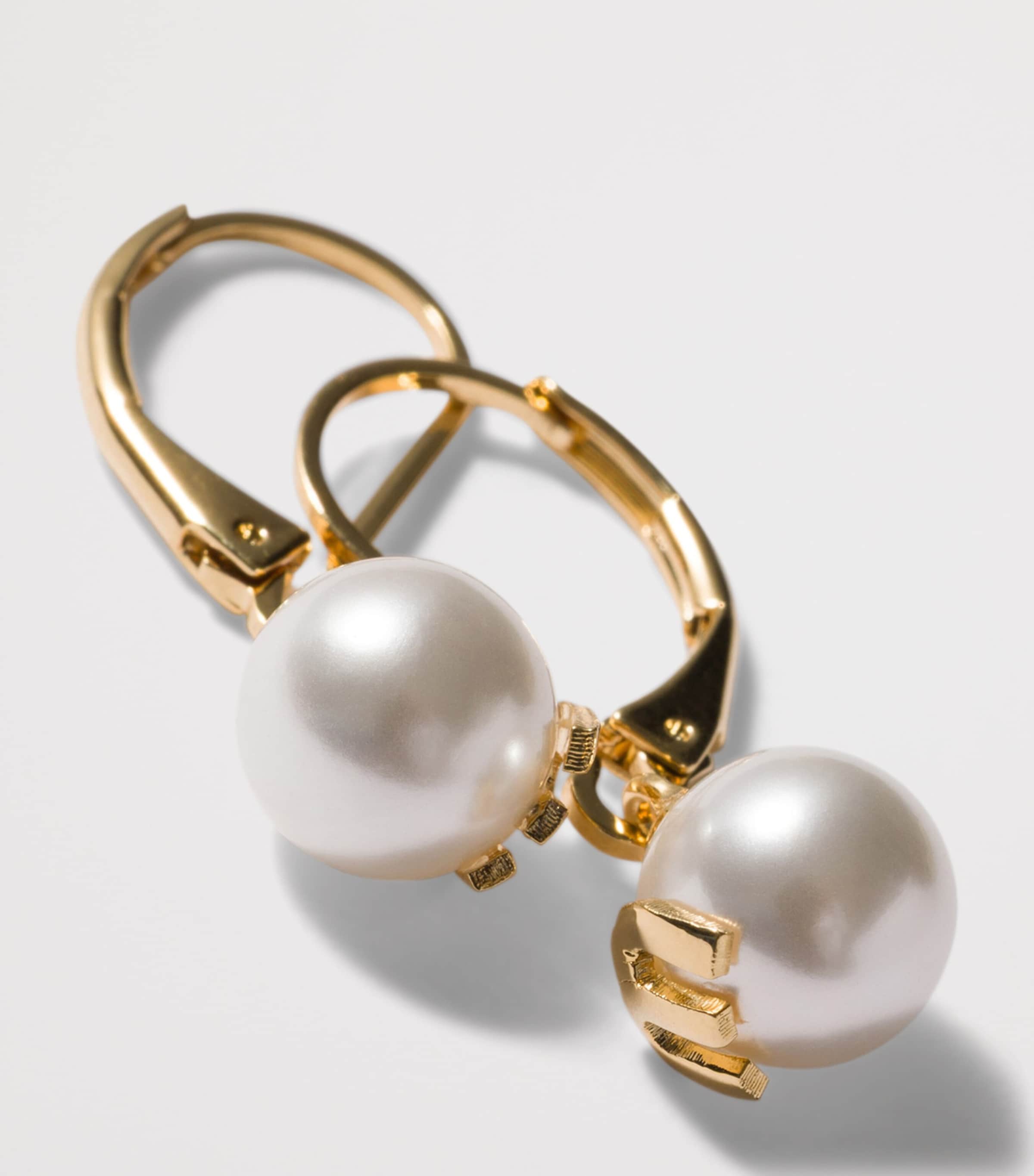 Miu Miu Faux Pearl Logo Earrings Gold/silver Image 3