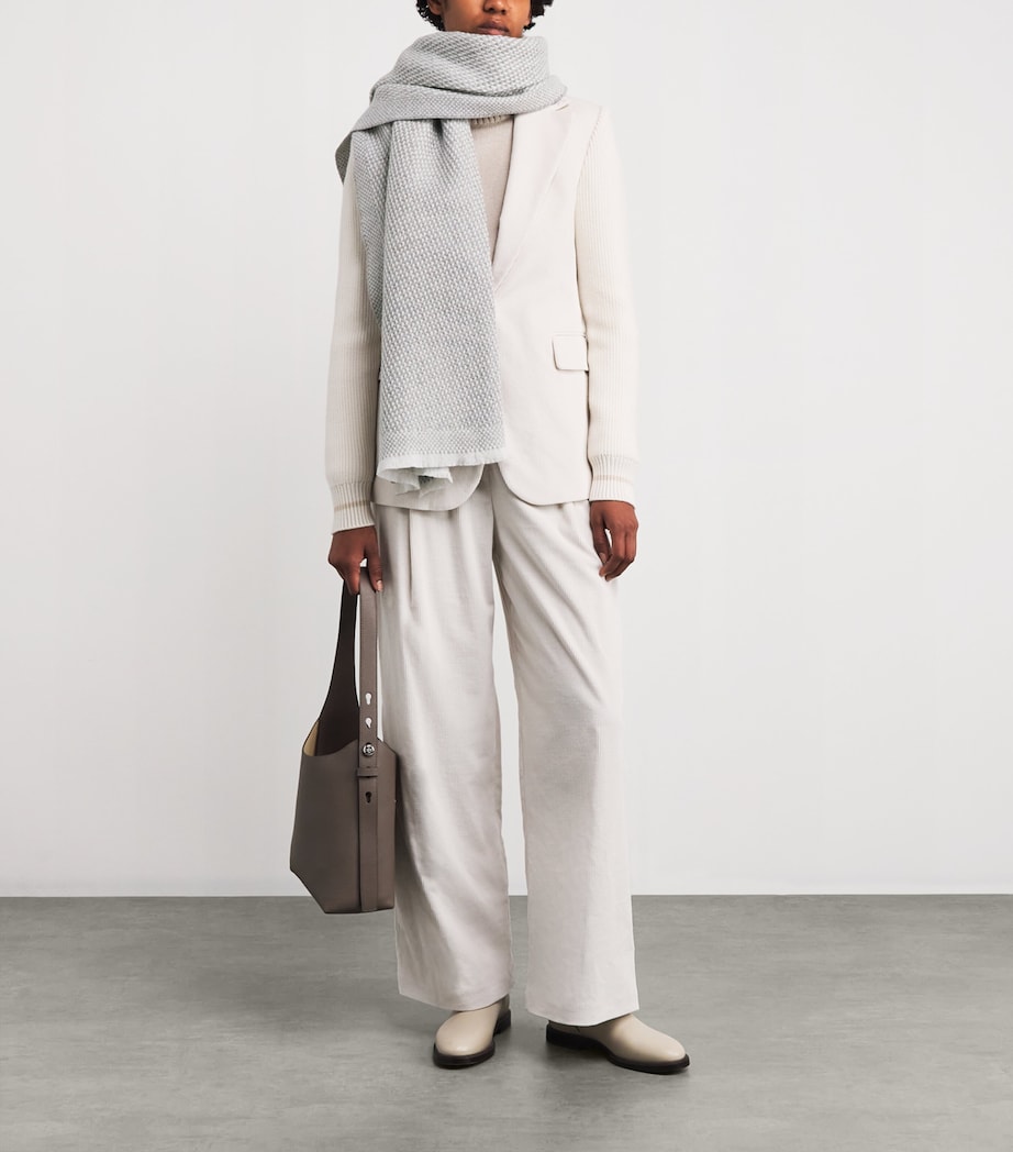 Fringe-Trim Scarf GRIGIO CHIARO MELANG Image 3