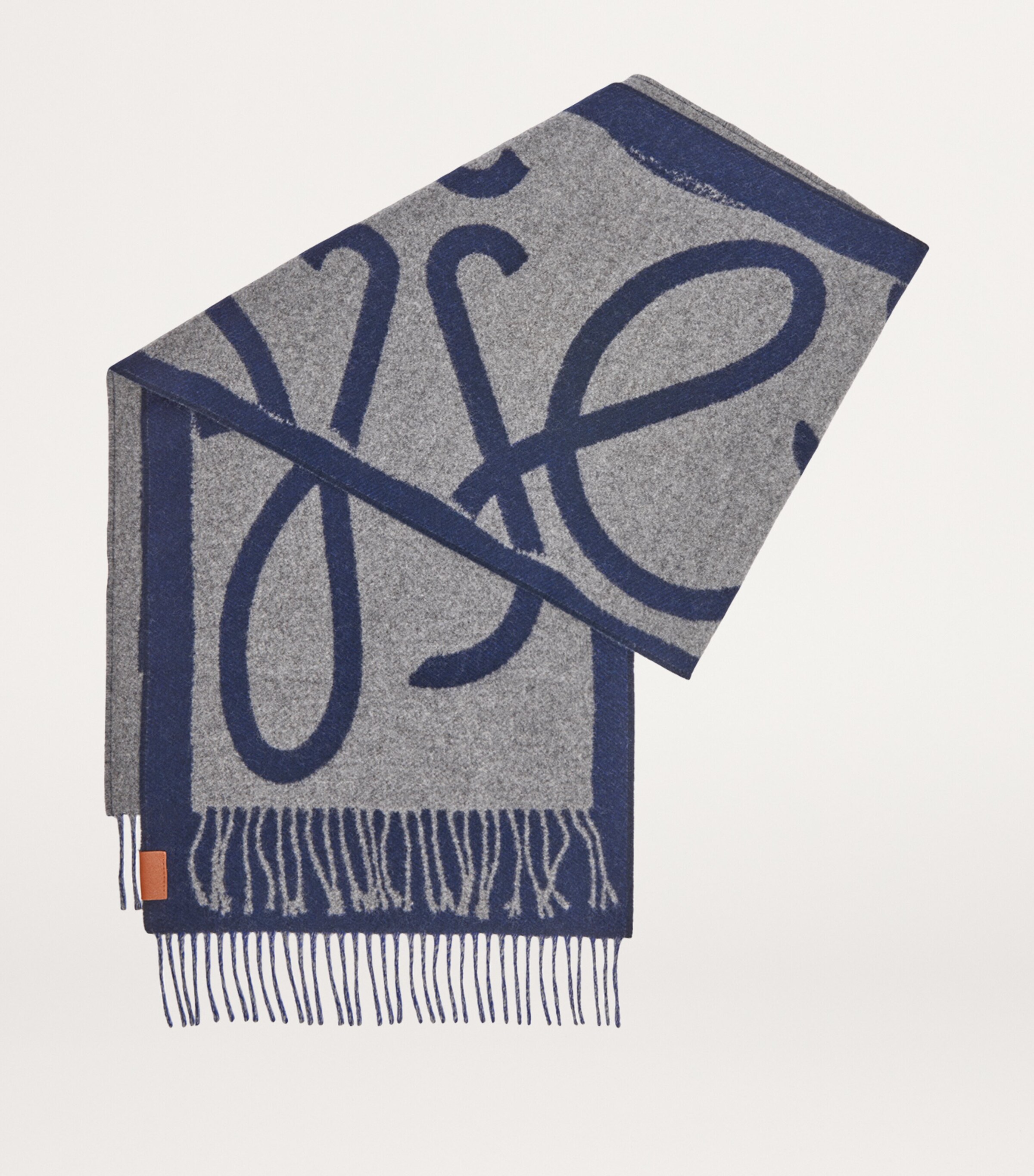 Wool-Cashmere Reversible Scarf BLUE/GREY Image 2